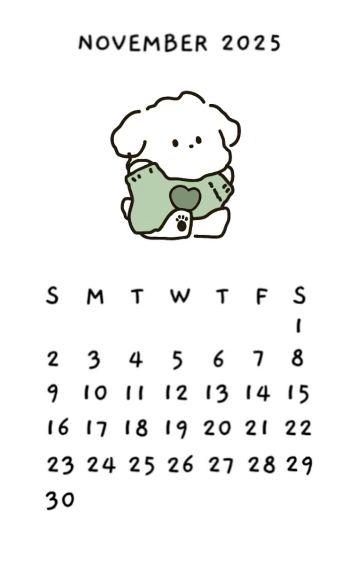 Cute November 2025 Calendar