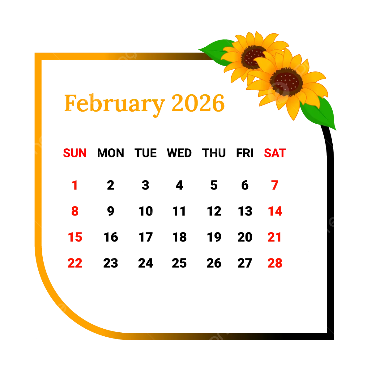 2026 February Calendar PNG Transparent Images Free Download 2026 February Calendar PNG Transparent Images Free Download