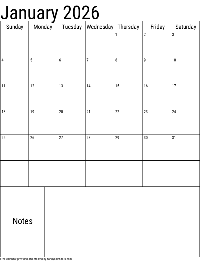 Pdf January 2026 Calendar