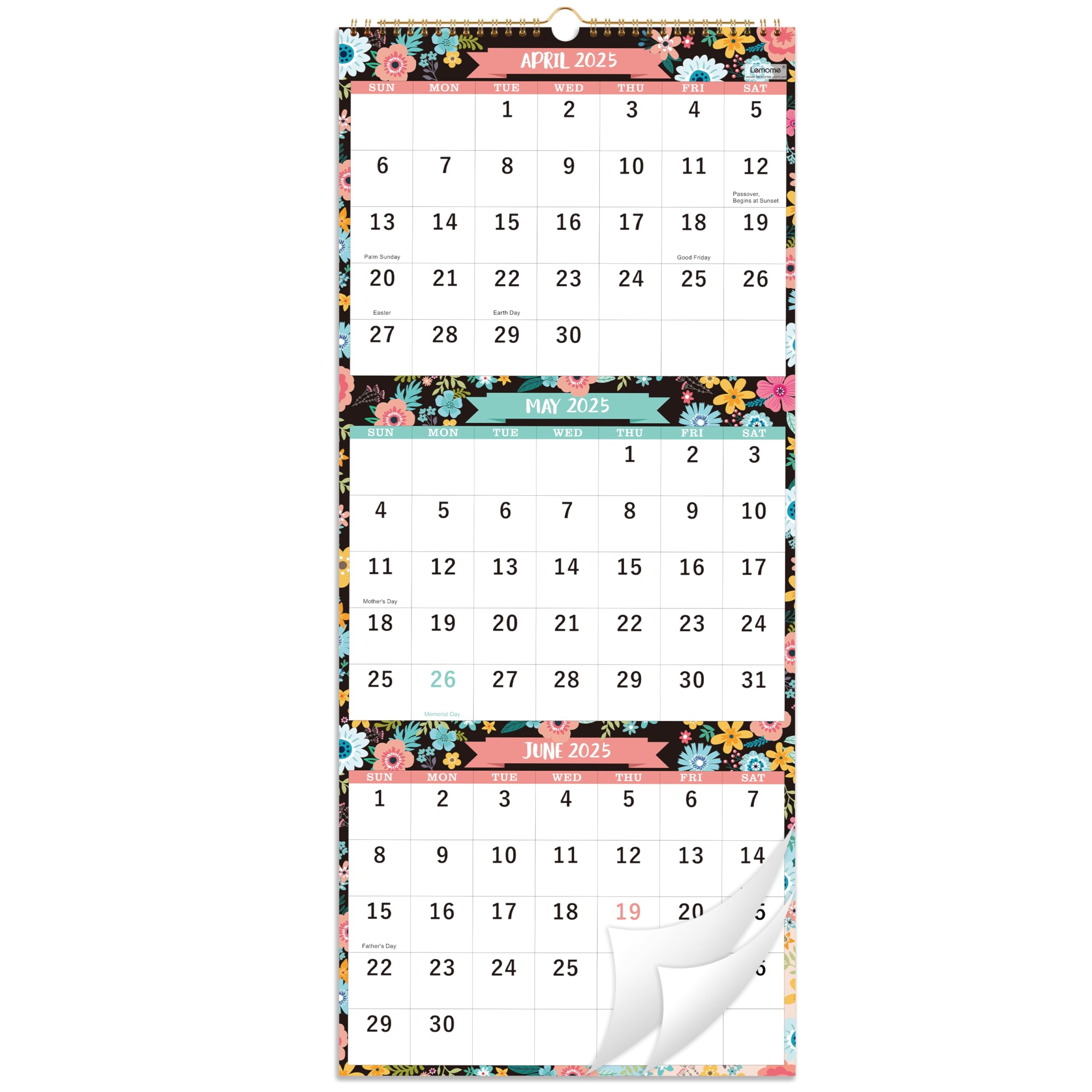 3 Month Calendar 2026 May June July