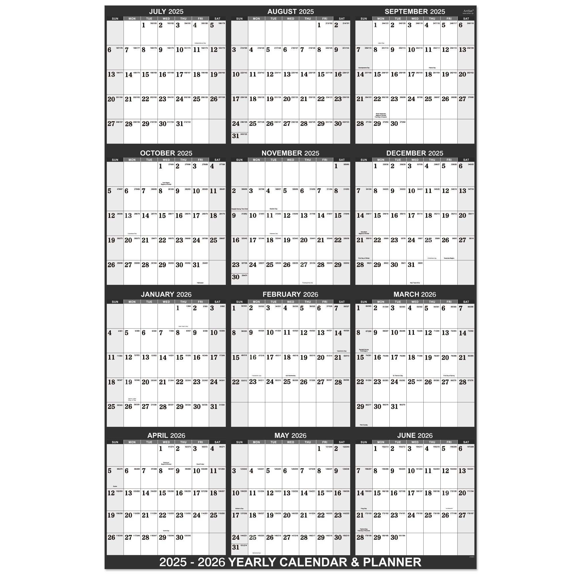 August 2025-July 2026 Calendar