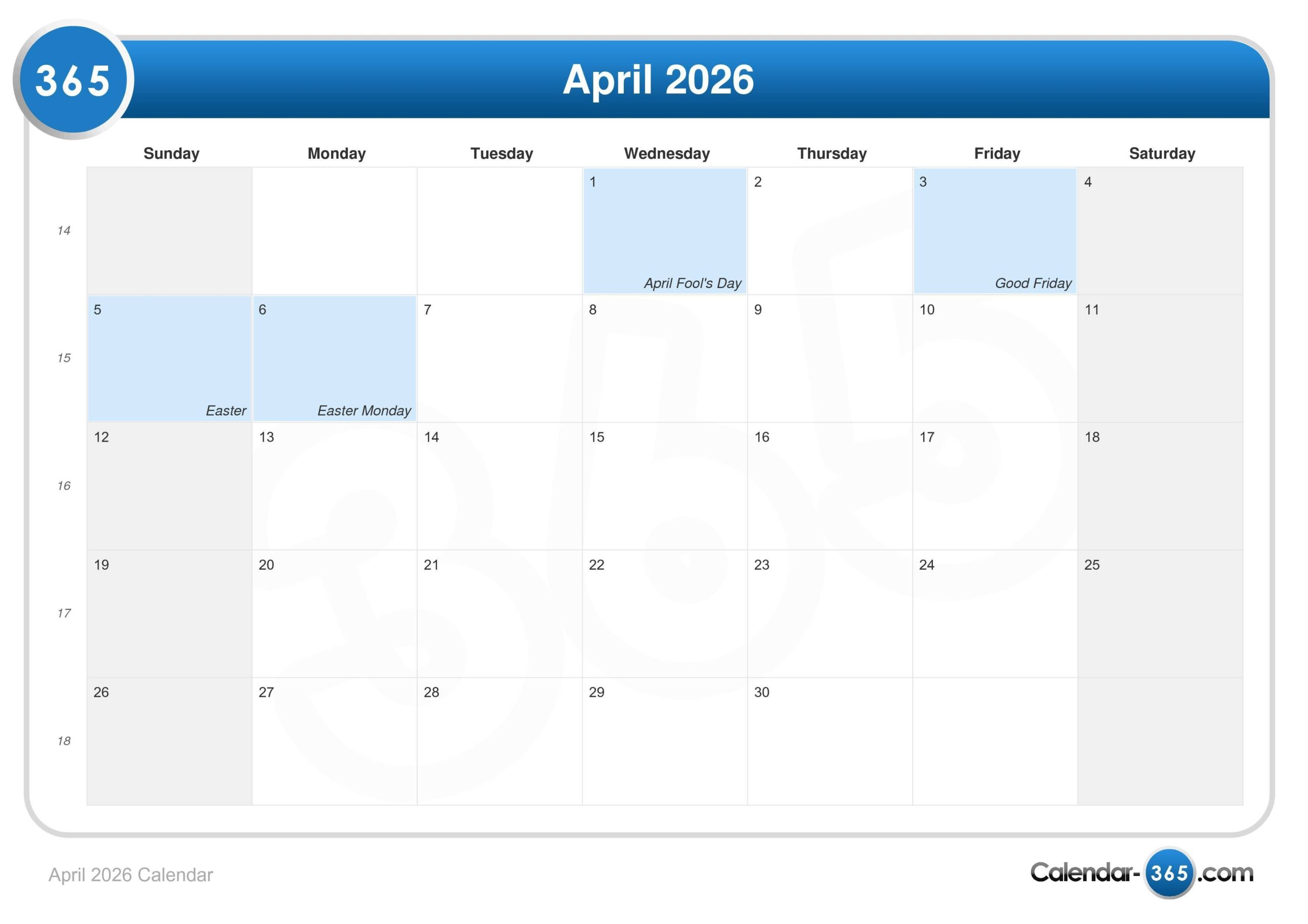 April 2 2026 Calendar