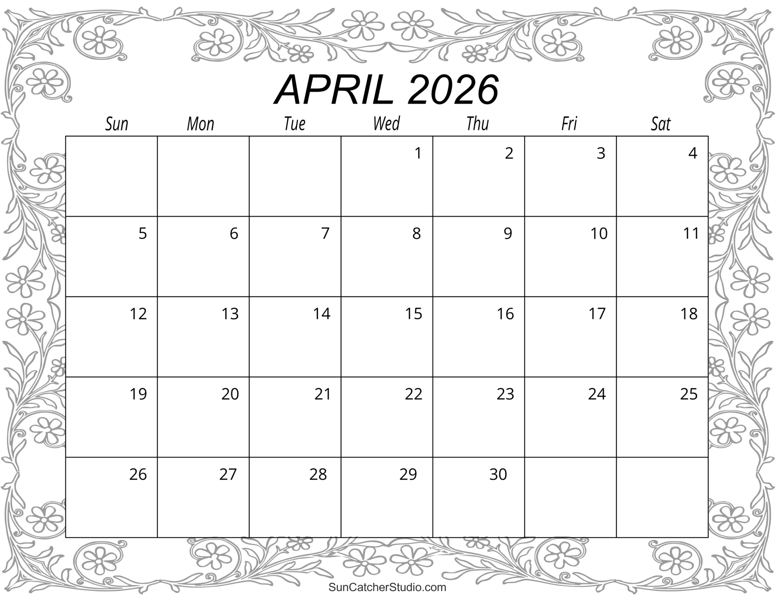 April 2026 Calendar Pdf