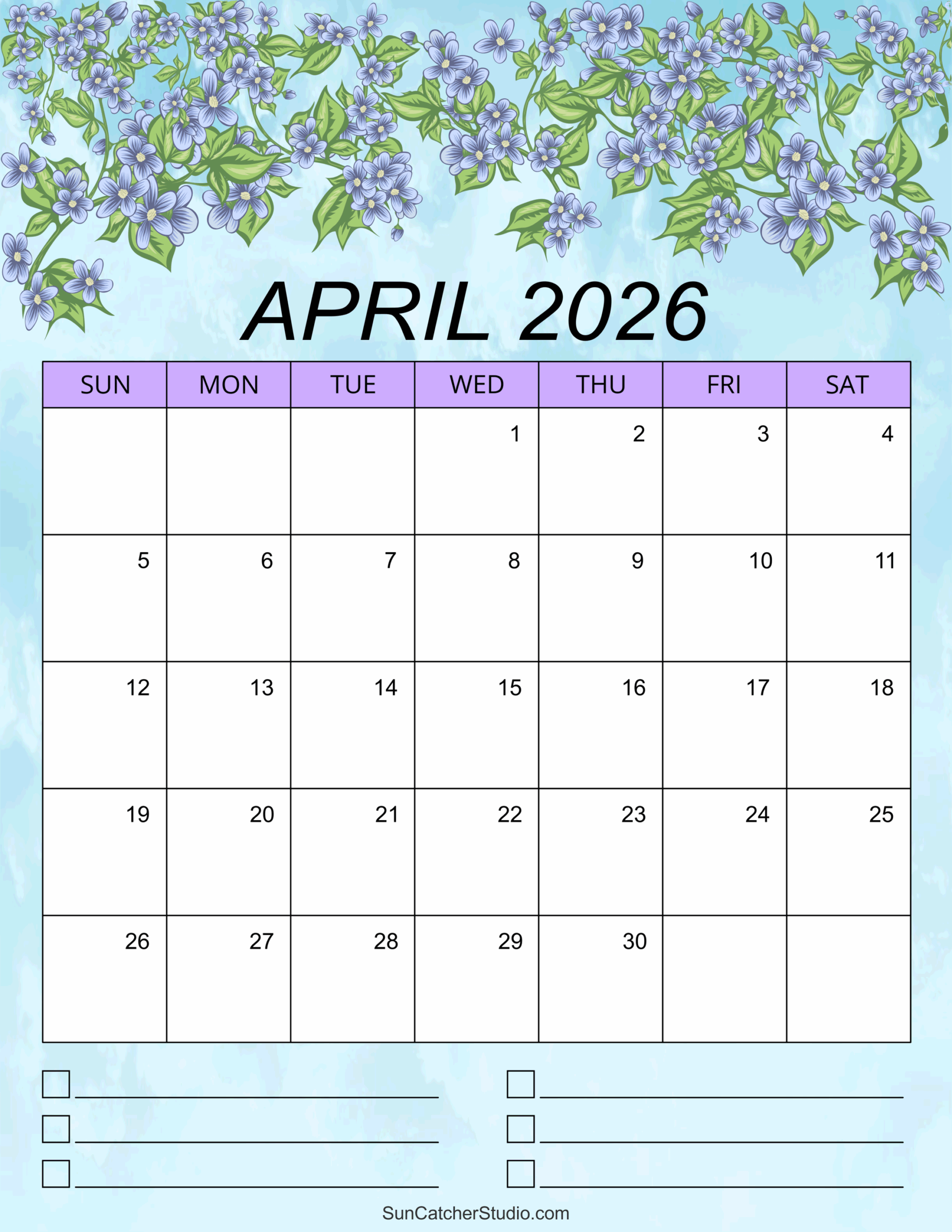 April 2026 Calendar Template Editable