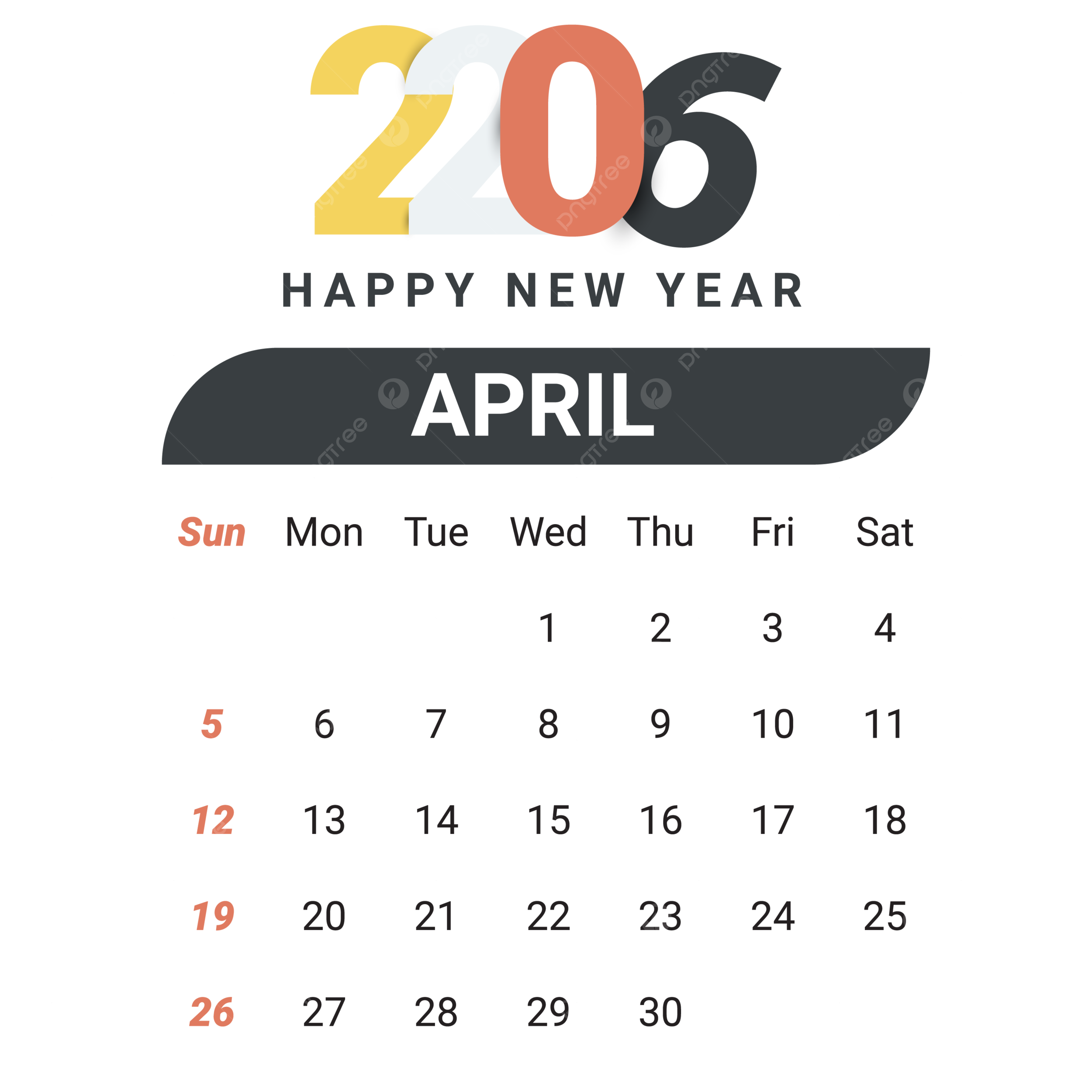 April 2026 Calendar Vector April Calendar 20226 Calendar