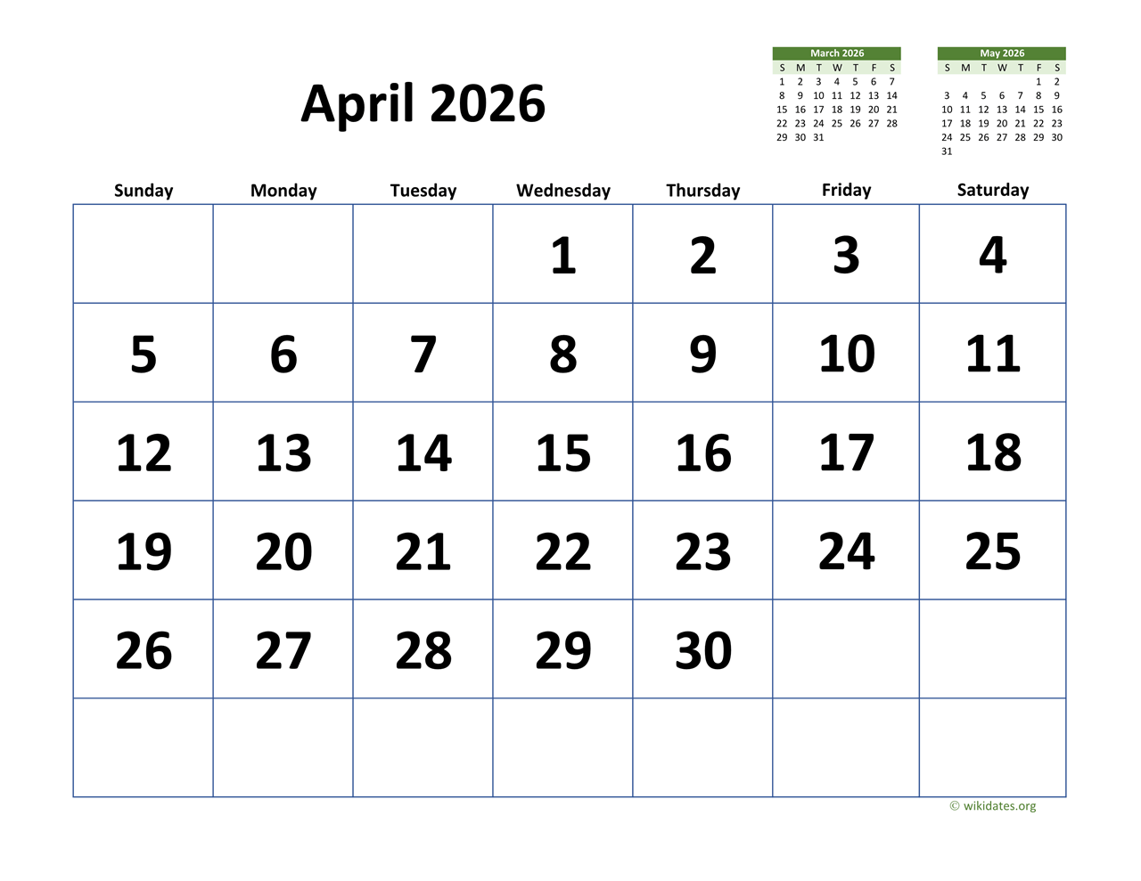 April 2026 Calendar Malaysia