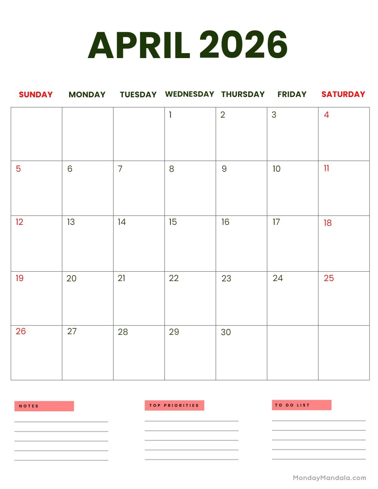 April 2026 Calendar With Bank Holidays