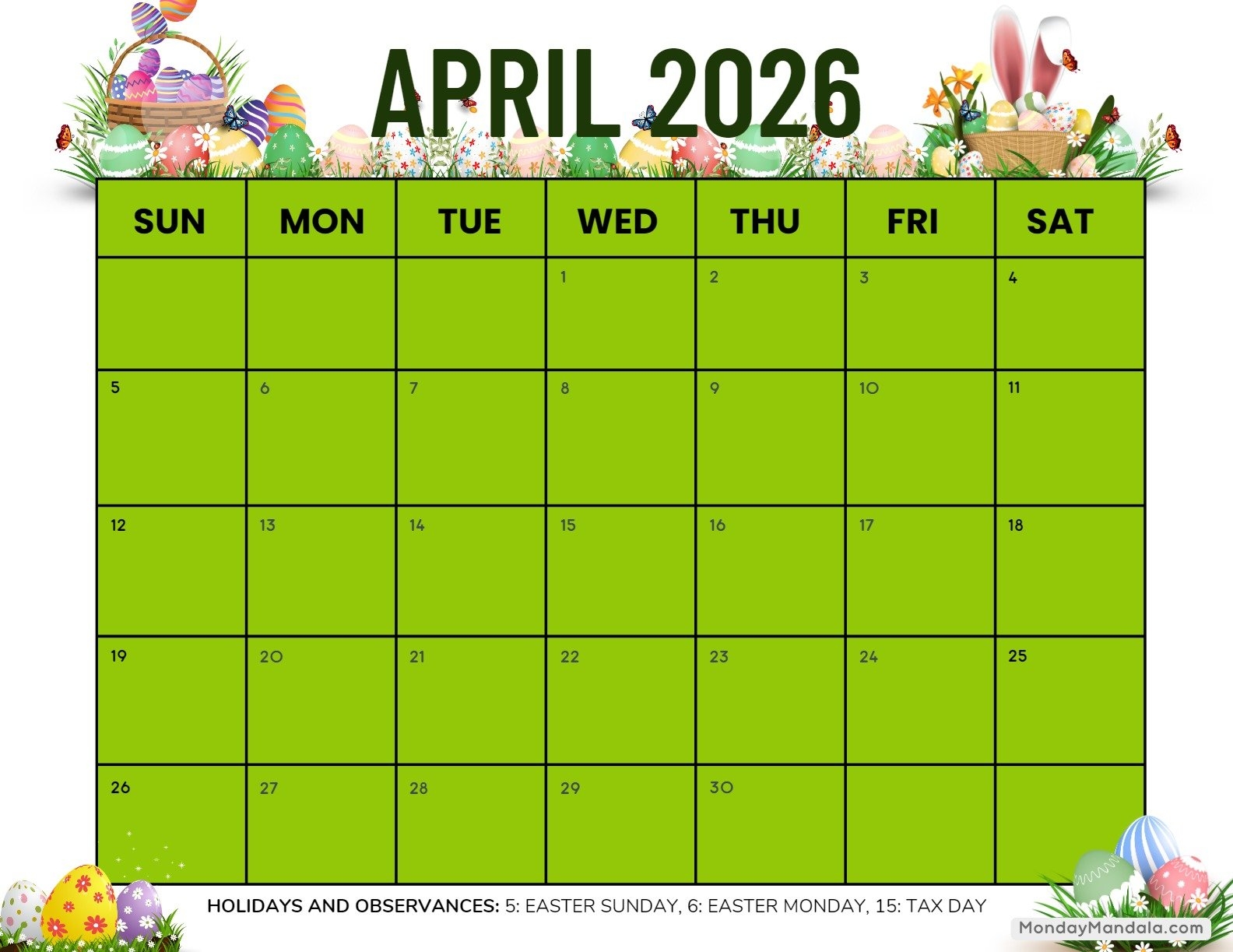 April 2026 Calendars Free PDF Printables 