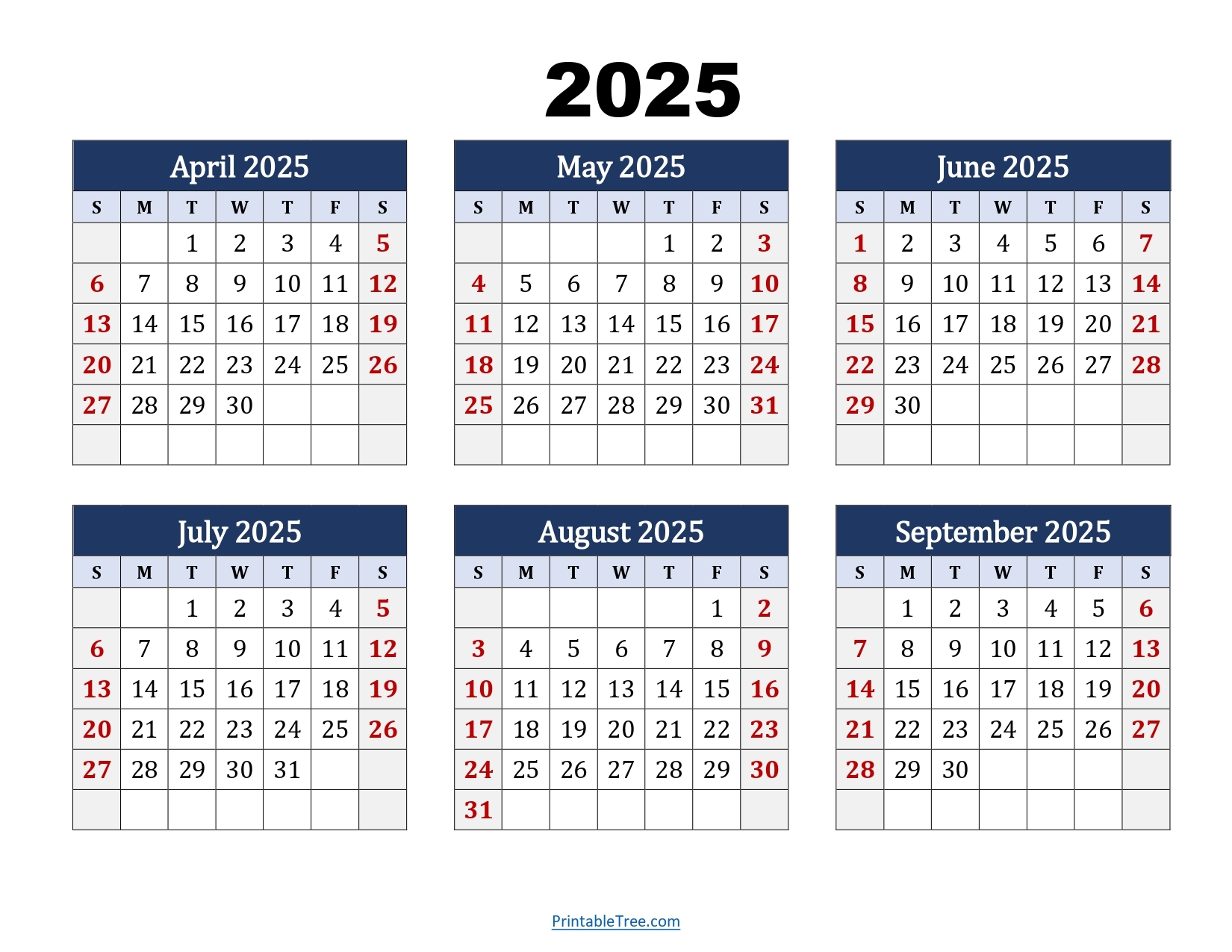 April To September 2026 Calendar