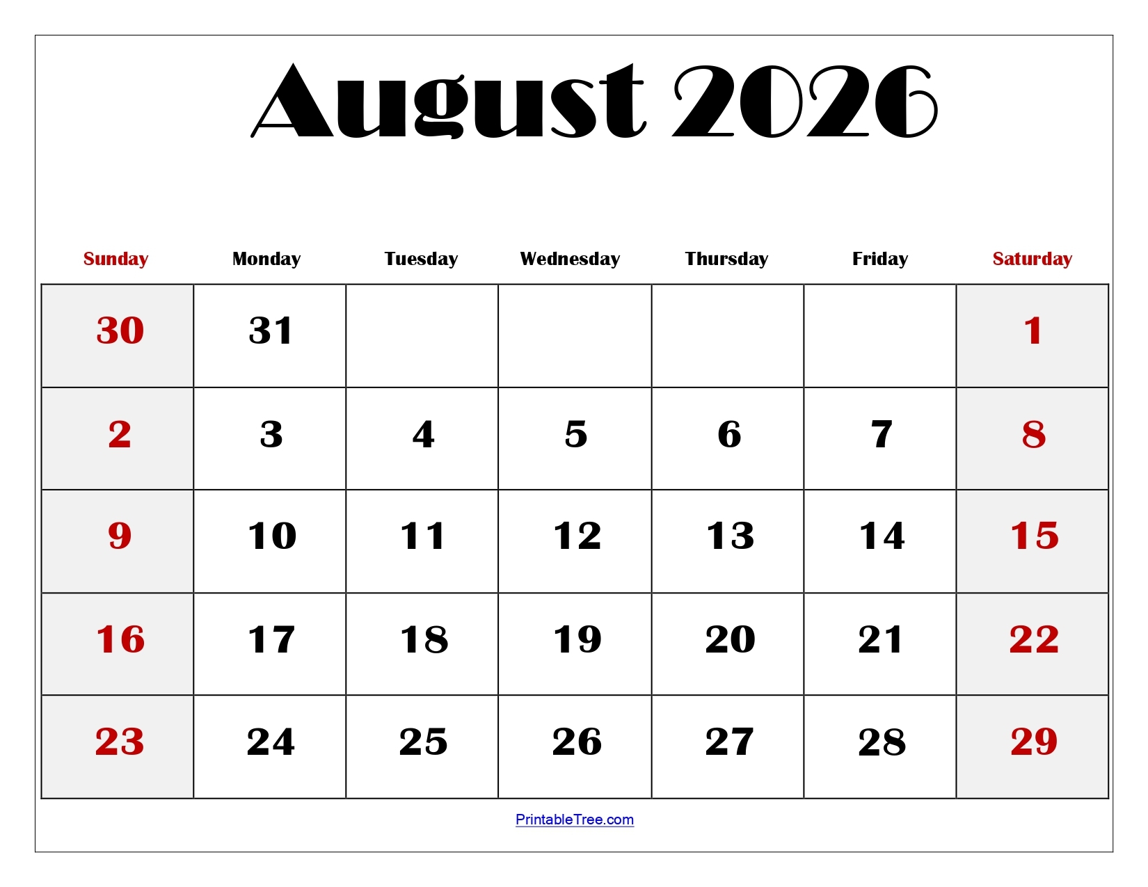 Blank Calendar May June July August 2026
