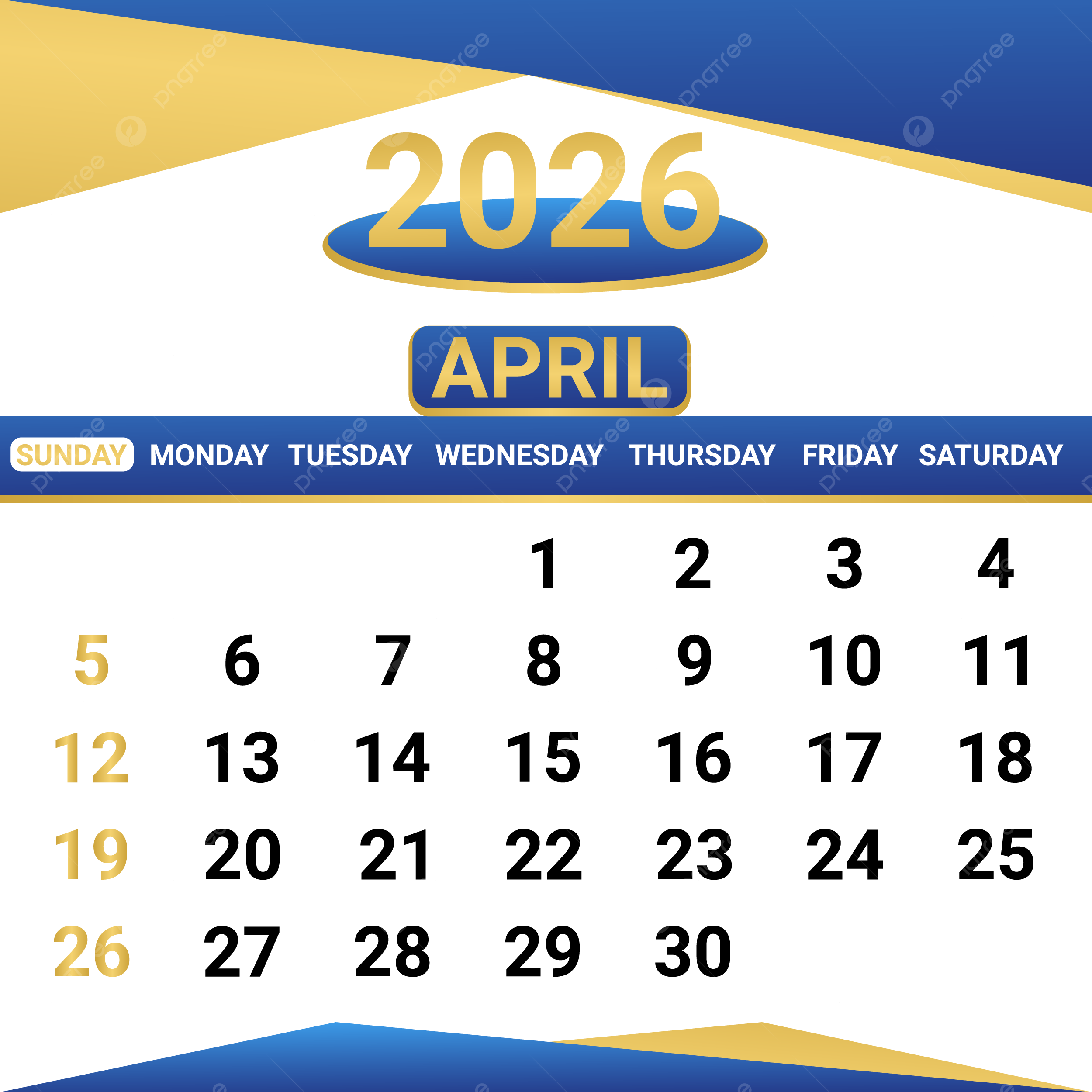 April 2026 Calendar Excel Download