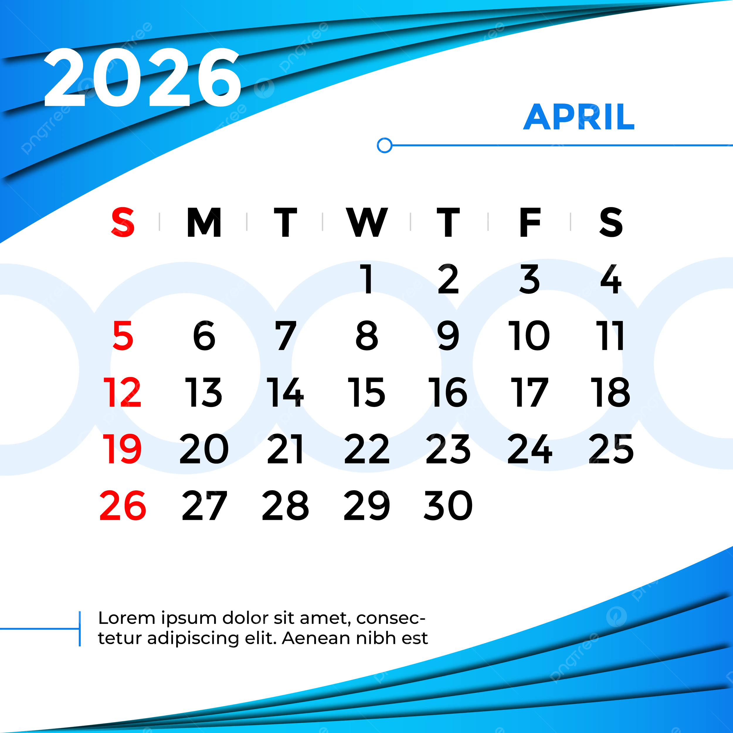 2026 Calendar April Month