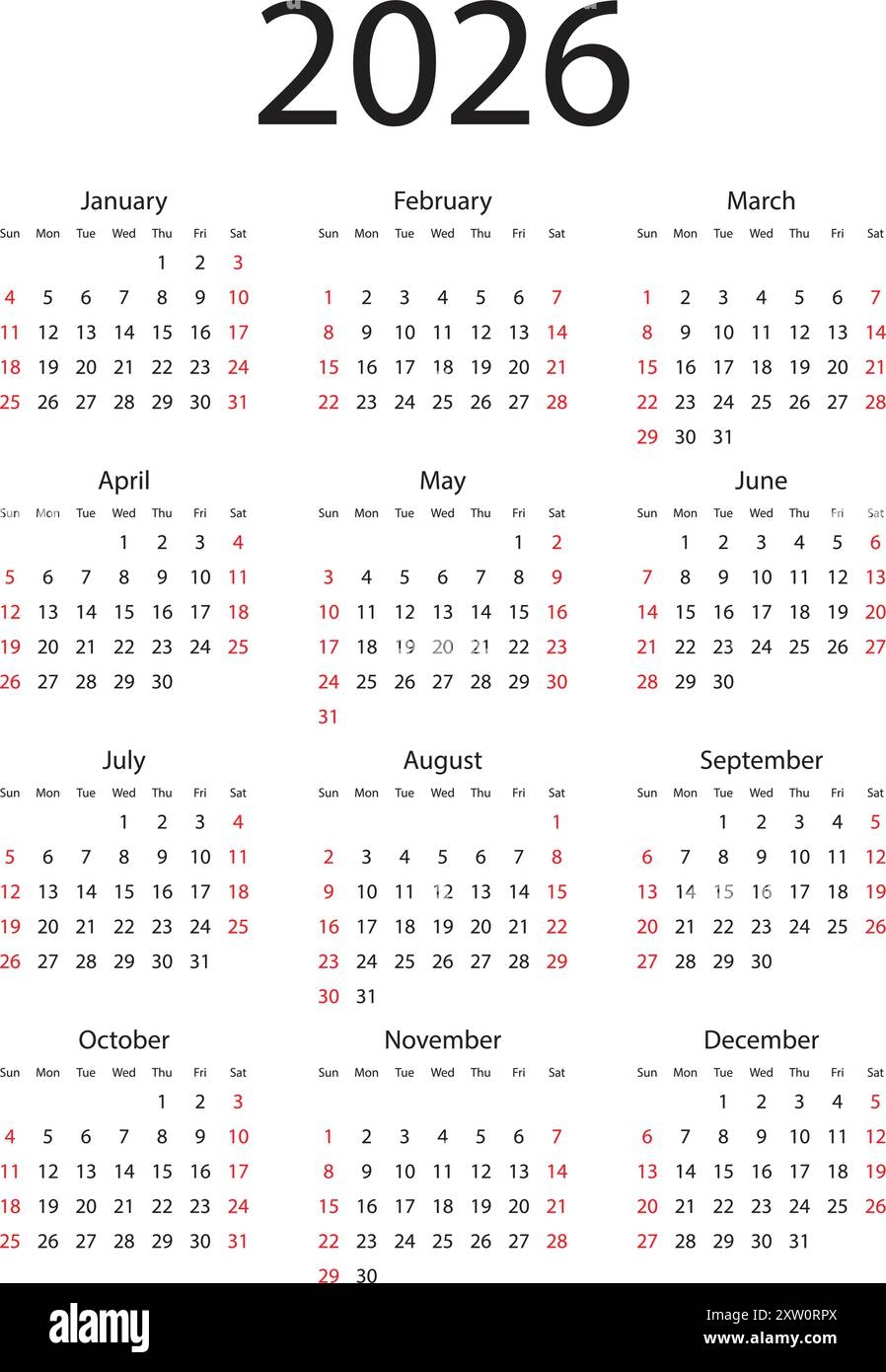 Calendar 2026 Year Icon In Flat Style Planner Vector Illustration On Isolated Background Calender Sign Business Concept Stock Vector Image U0026 Art Alamy