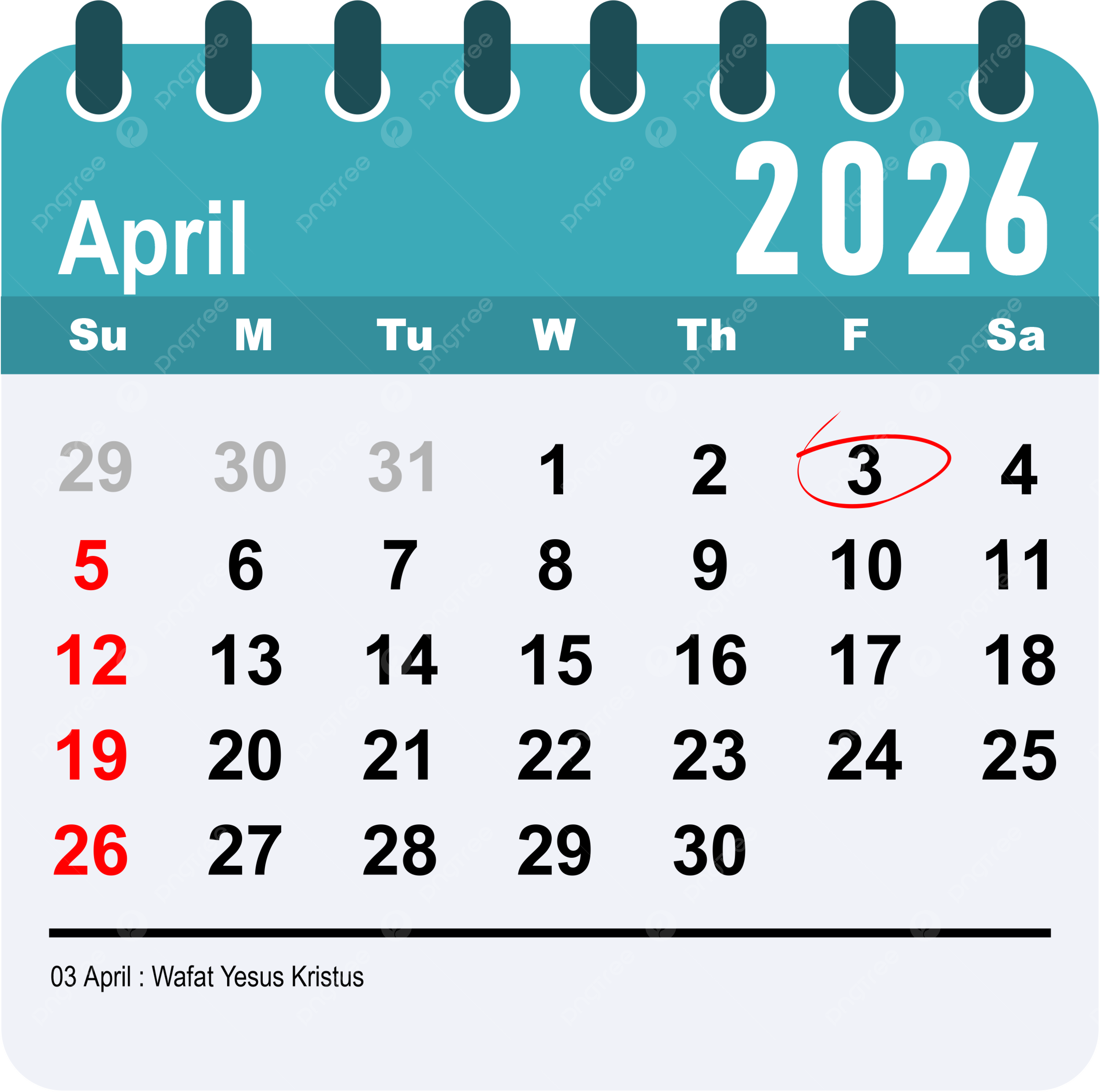 April Holiday Calendar 2026