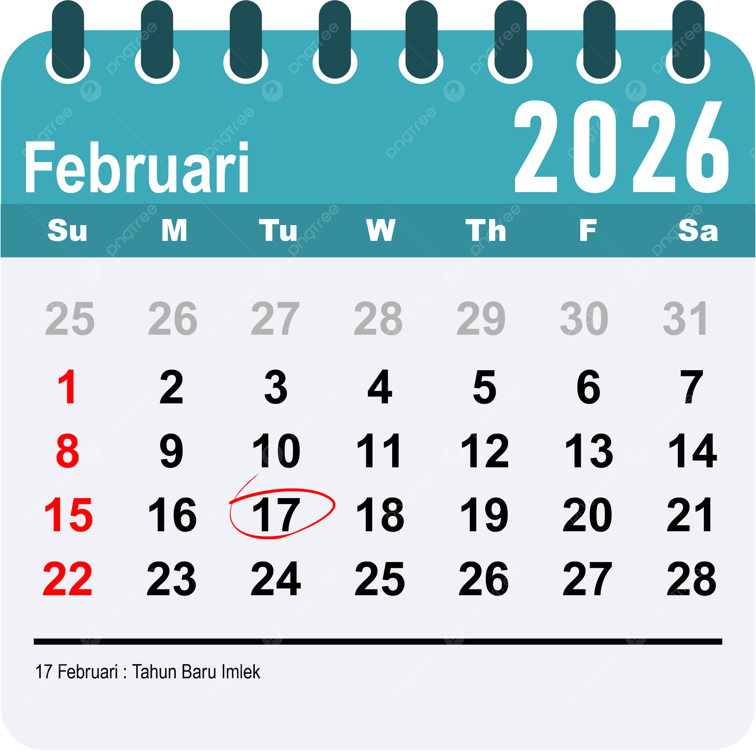 Calender 2026 Blue February With Holiday Indonesia Vector Template Download On Pngtree