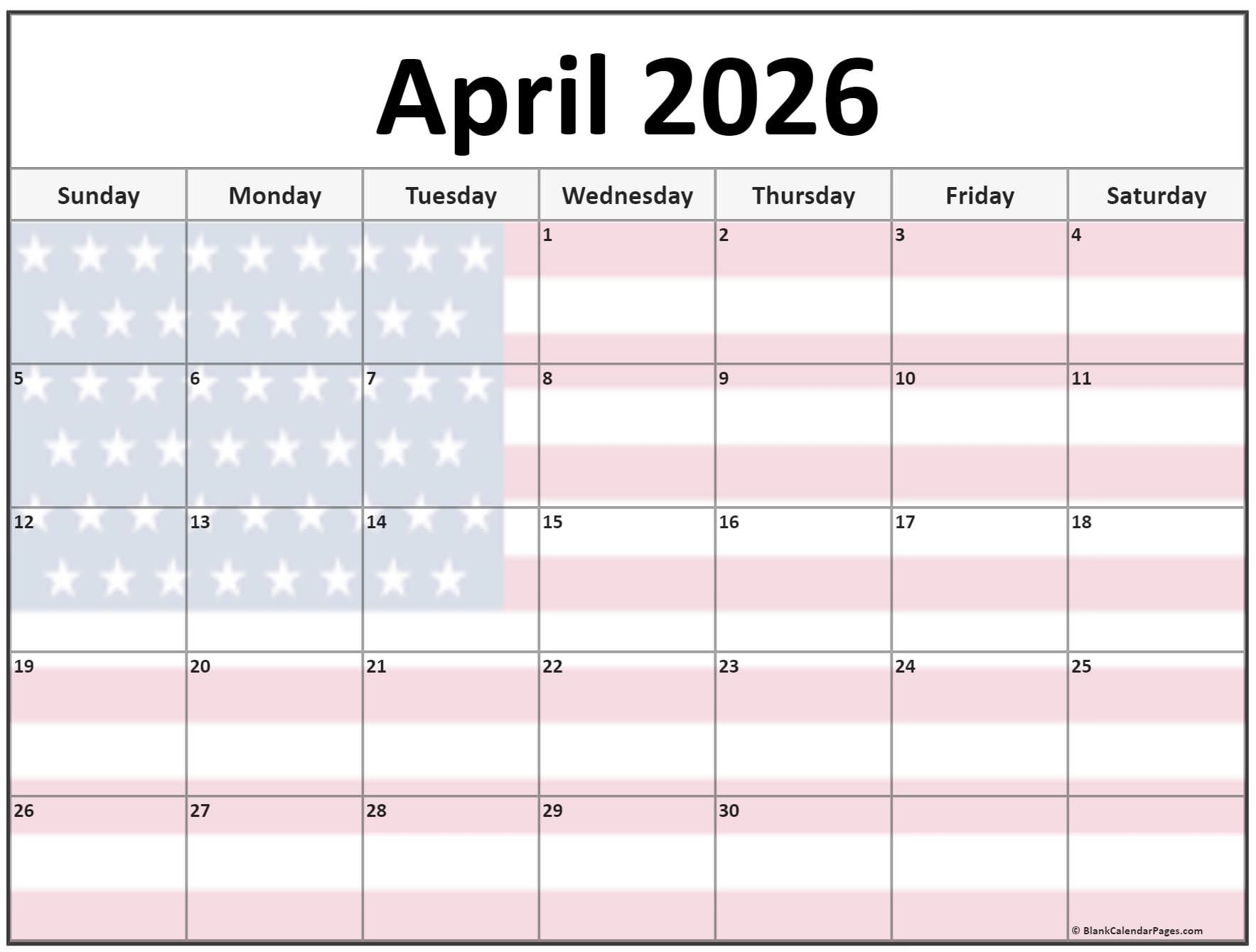 Collection Of April 2026 Photo Calendars With Image Filters 