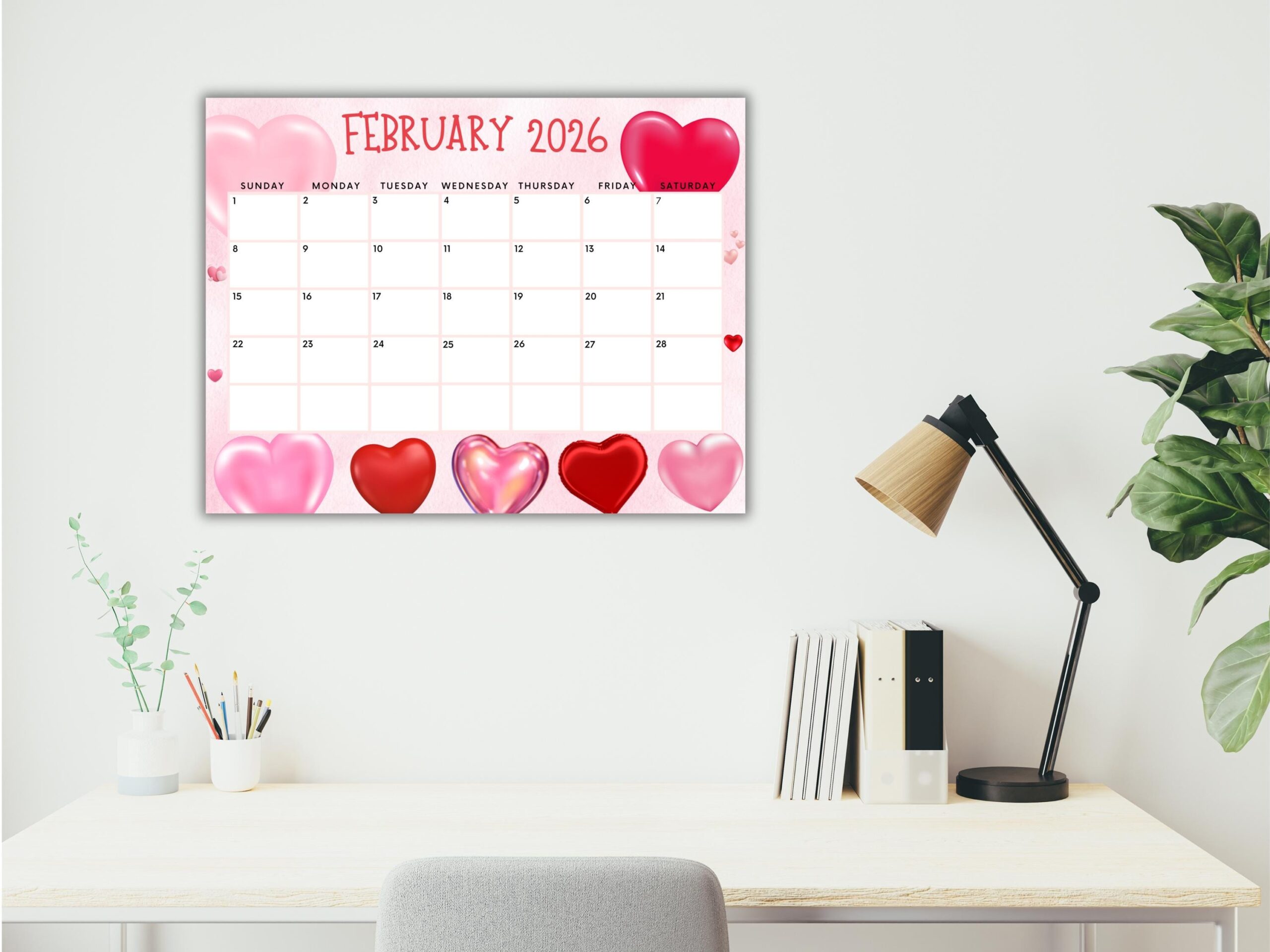Editable February 2026 Calendar Printable Valentine s Day 