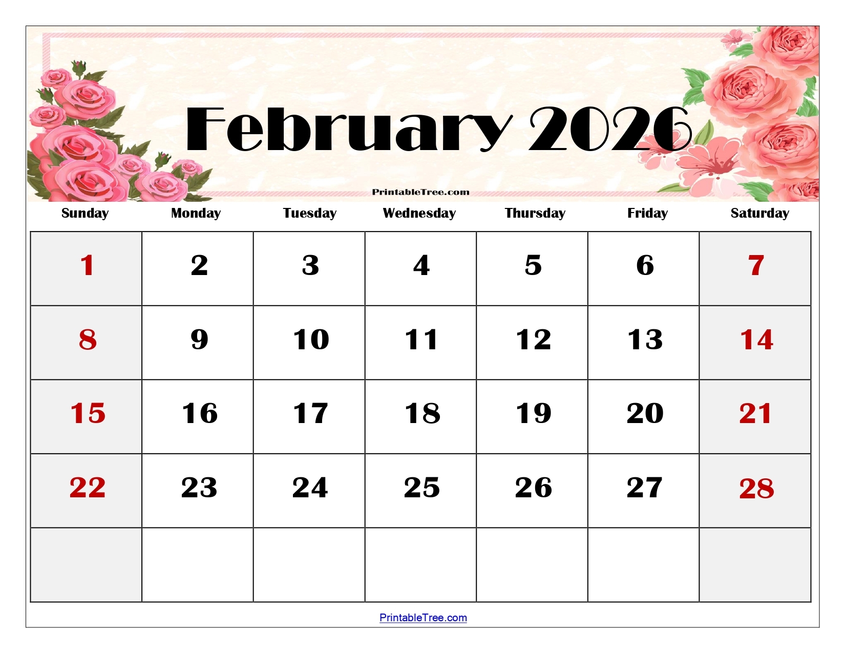 February 2026 Calendar Free Printable