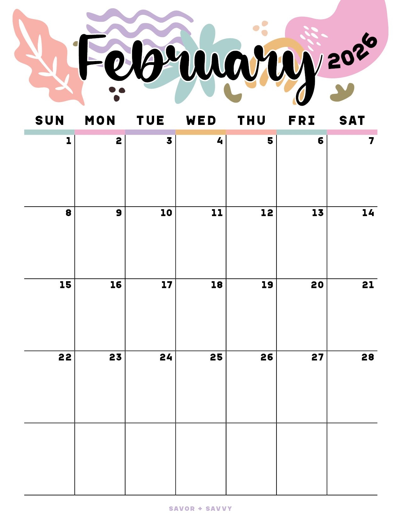 Cute February 2026 Calendar
