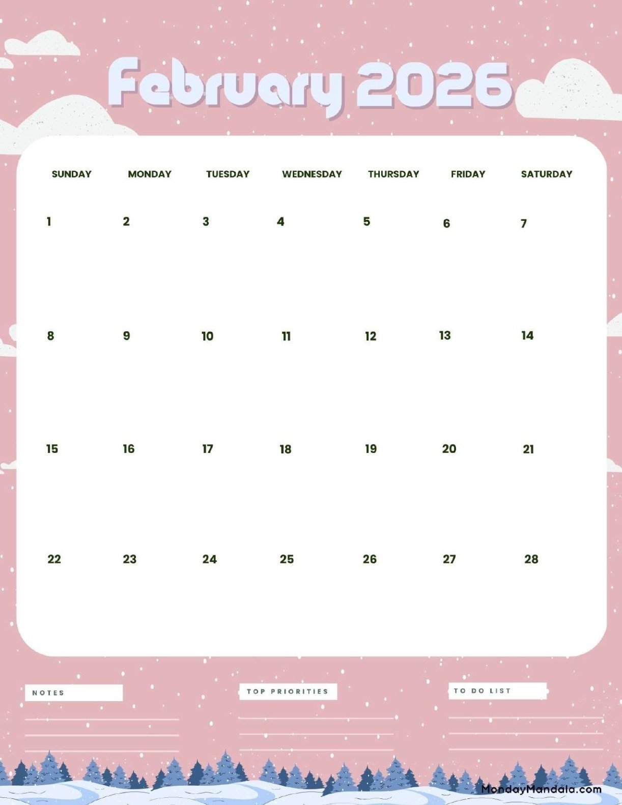 February 2026 Calendars Free PDF Printables 