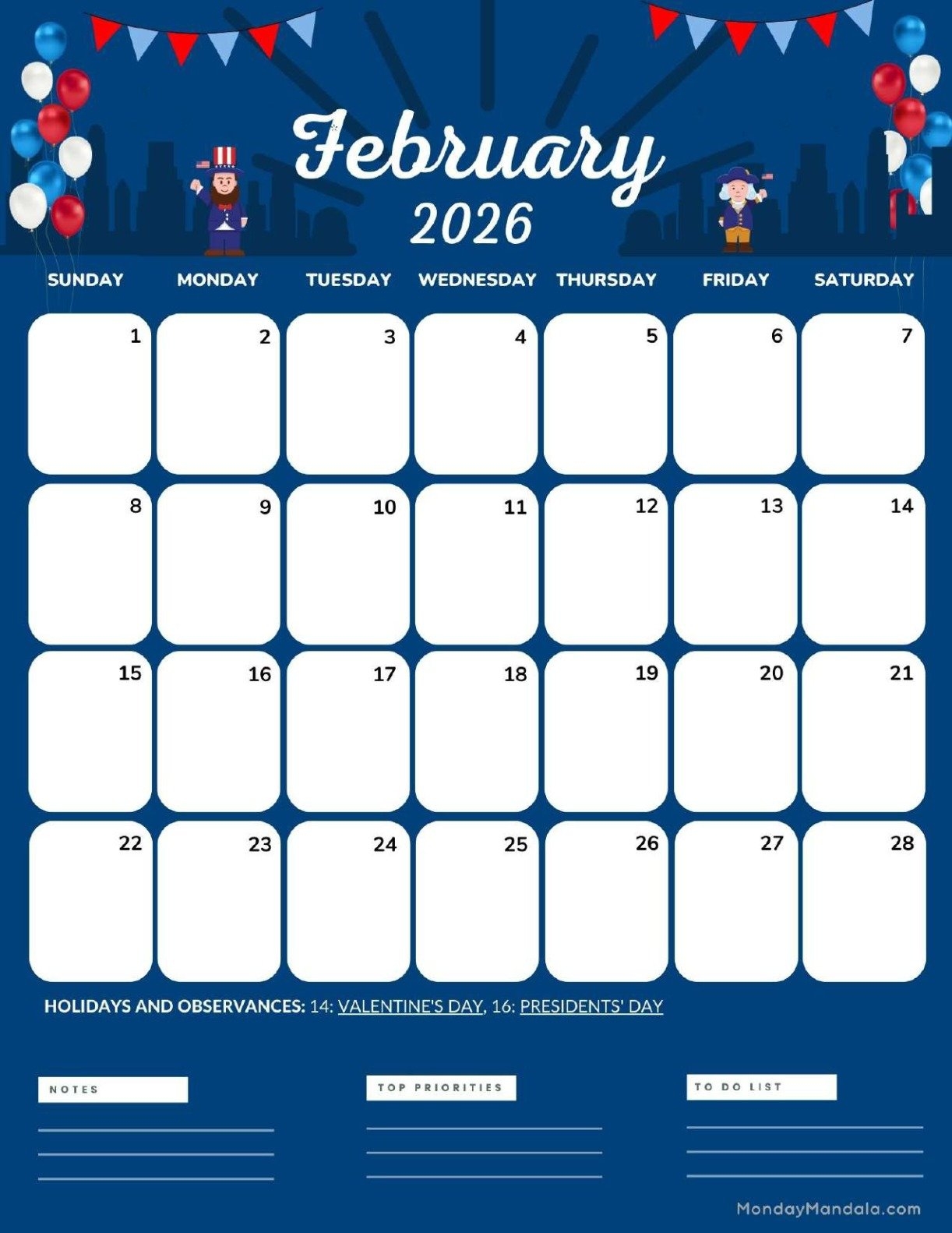 February 2026 Calendars Free PDF Printables