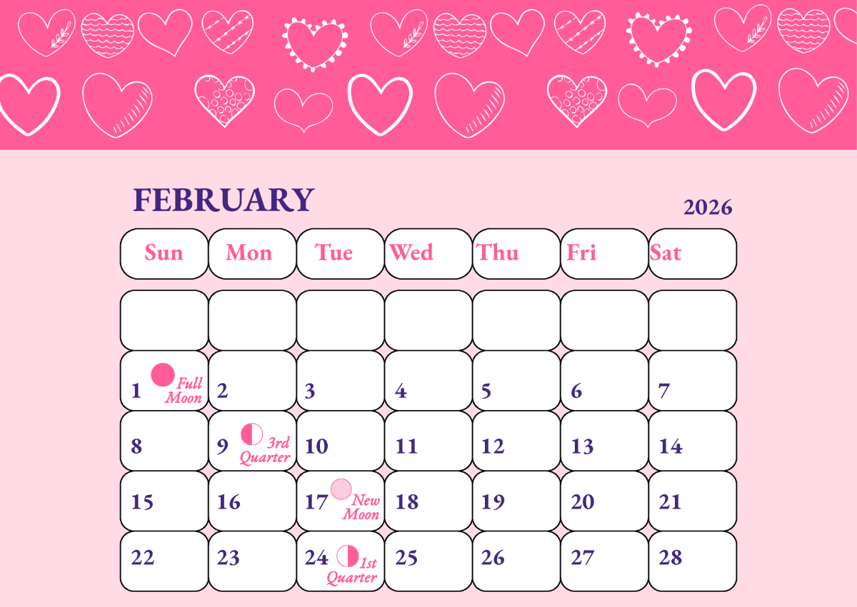 Editable February 2026 Calendar Word