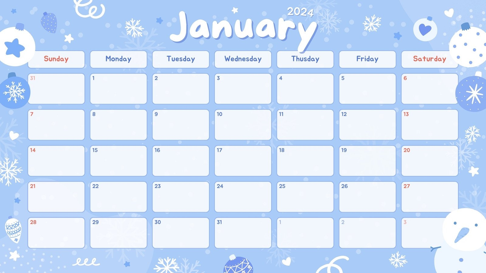 Canva January 2026 Calendar