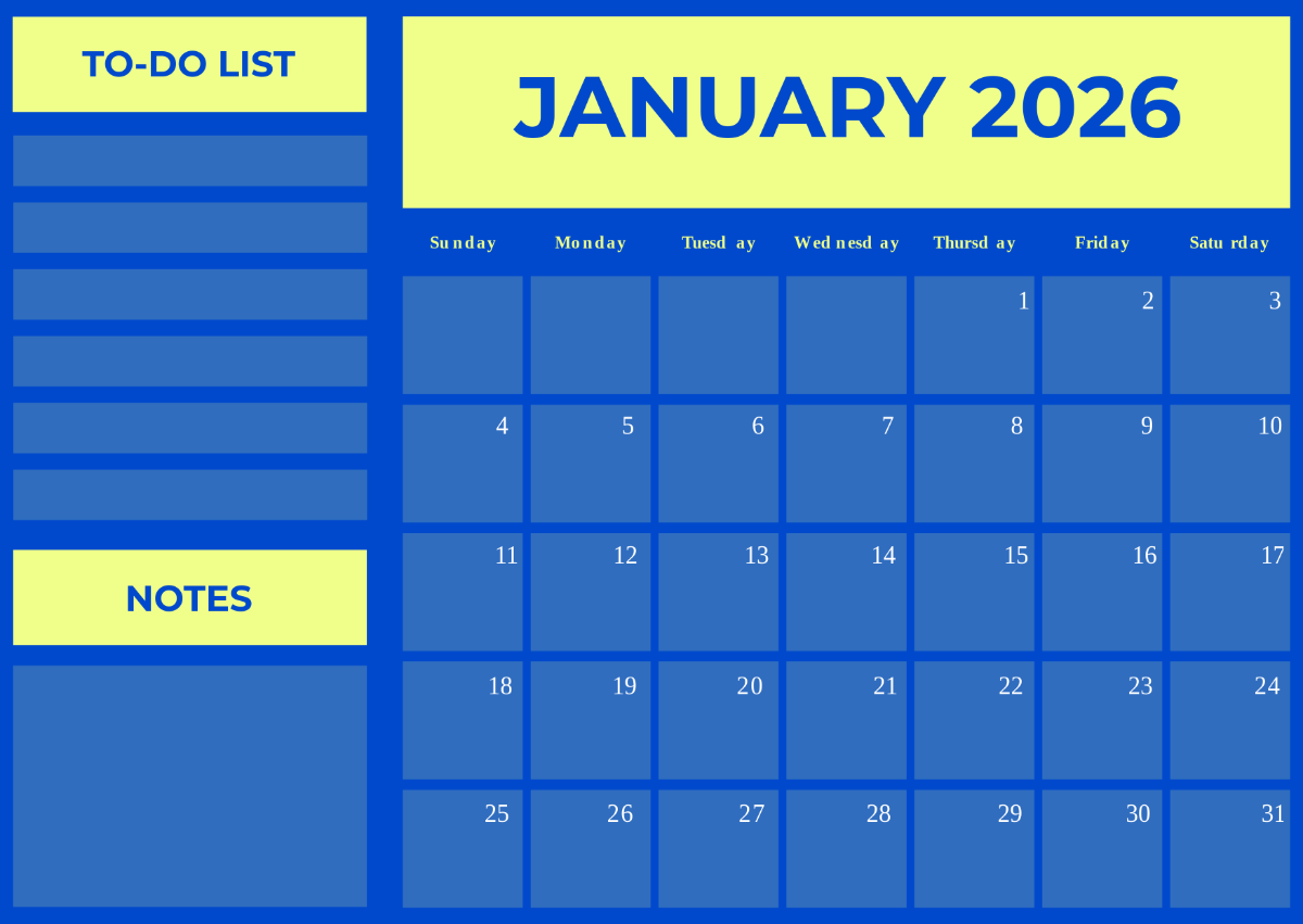 Free January Calendar 2026 Templates Editable And Printable Free January Calendar 2026 Templates Editable And Printable