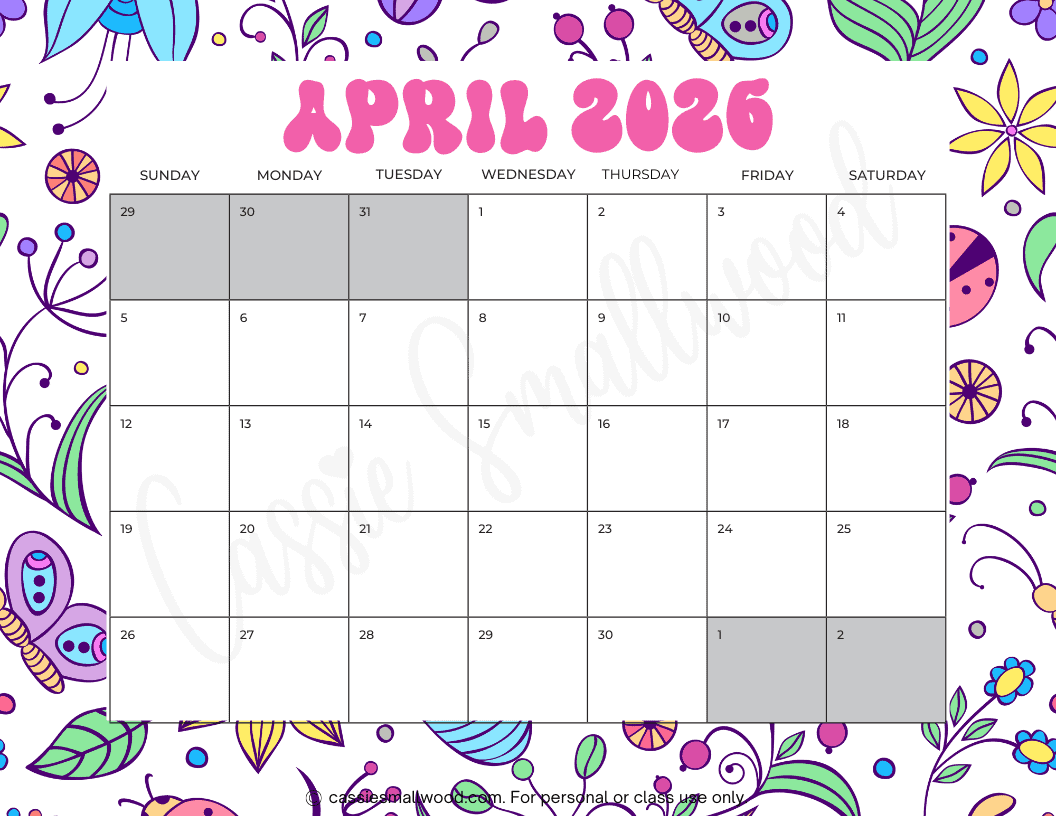 April 2026 Calendar Weekly