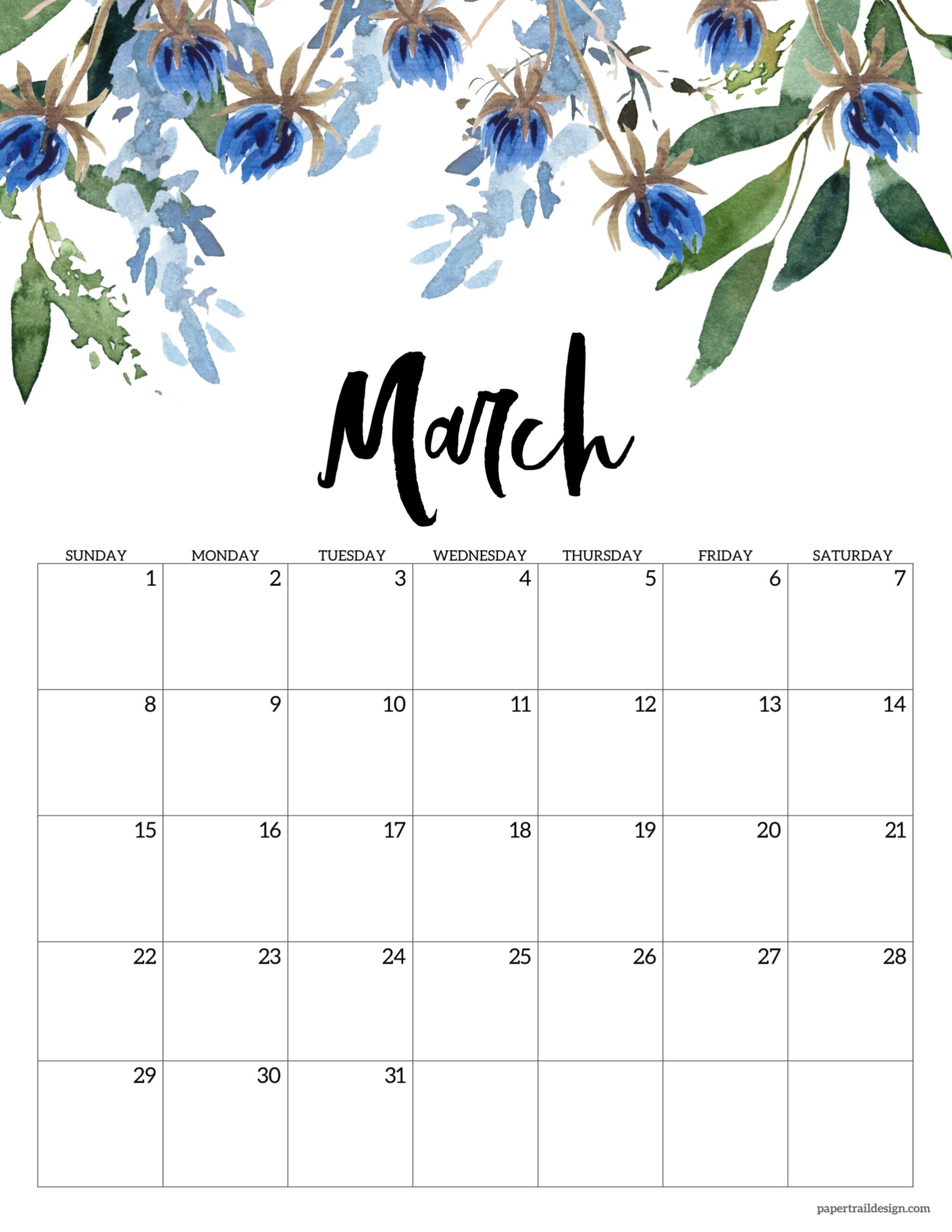 Cute March 2026 Calendar Printable