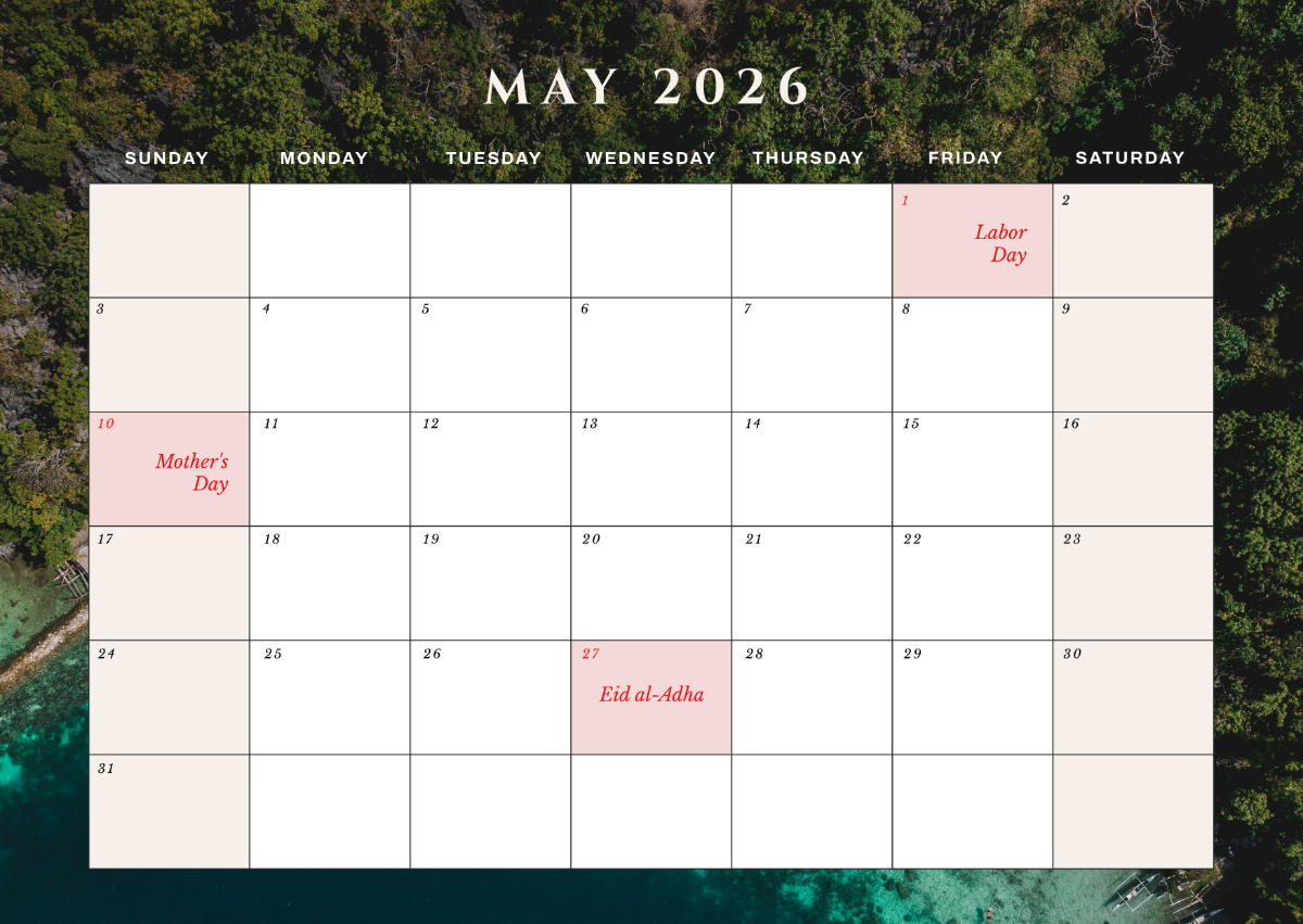 Free Simple May 2026 Lunar Calendar Template To Edit Online