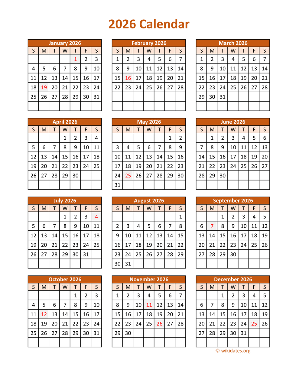 April 2026 Calendar Wiki