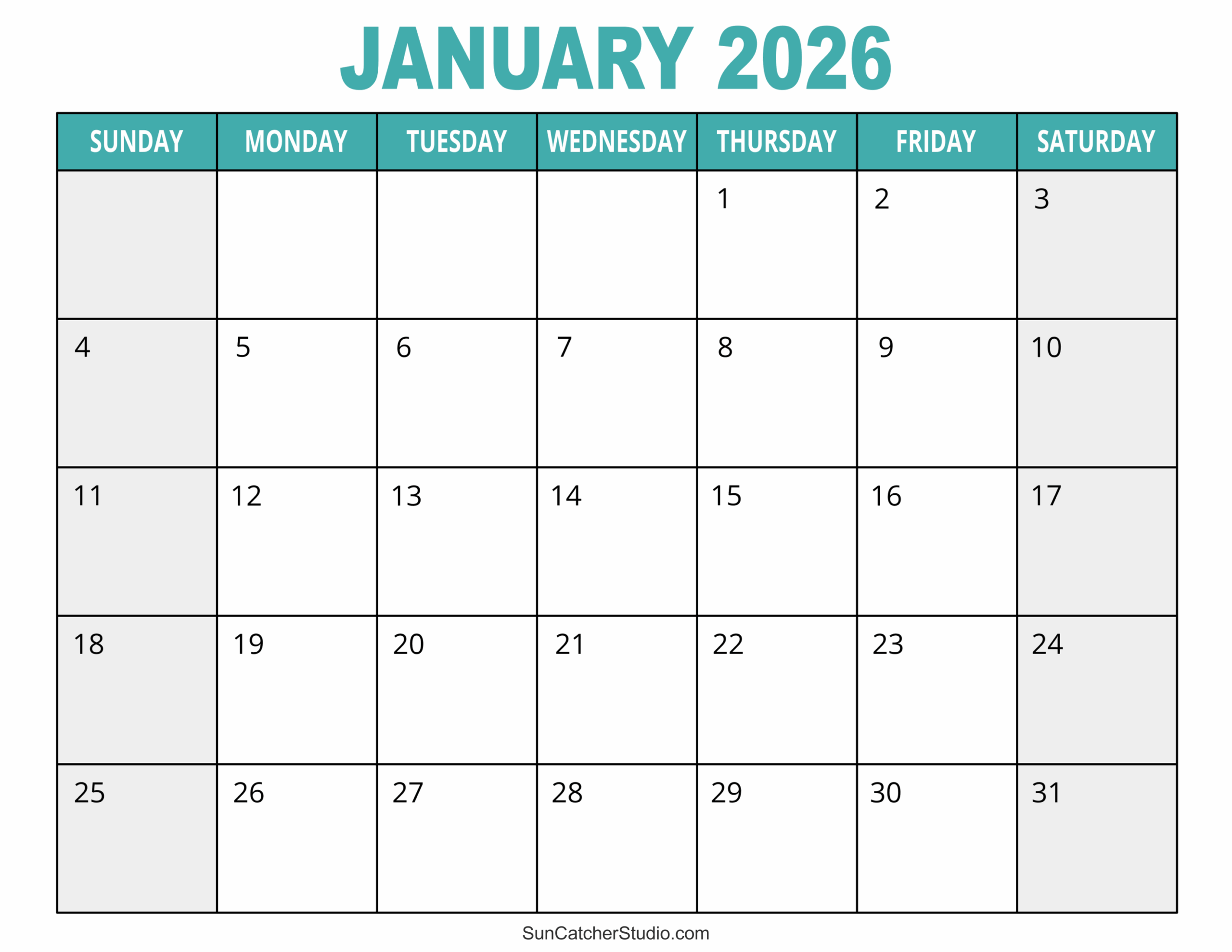 January 2026 Calendar Free Printable Free Printables 