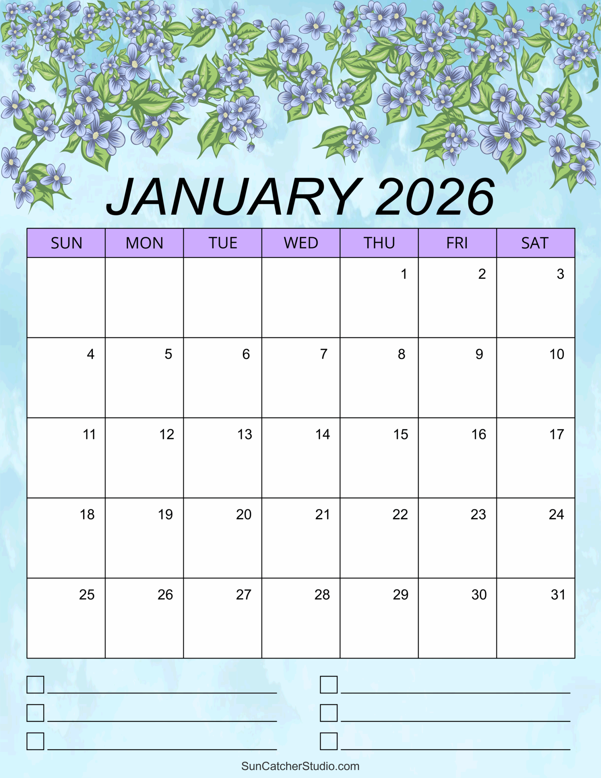 January 2026 Calendar Month