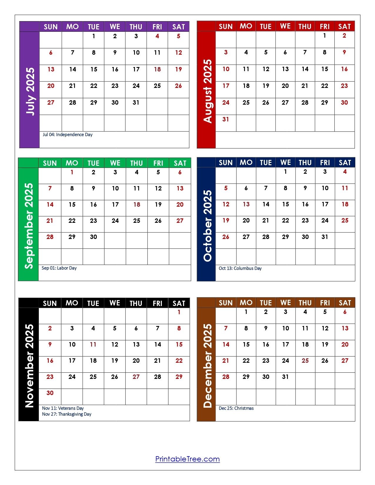July 2025 To December 2026 Calendar
