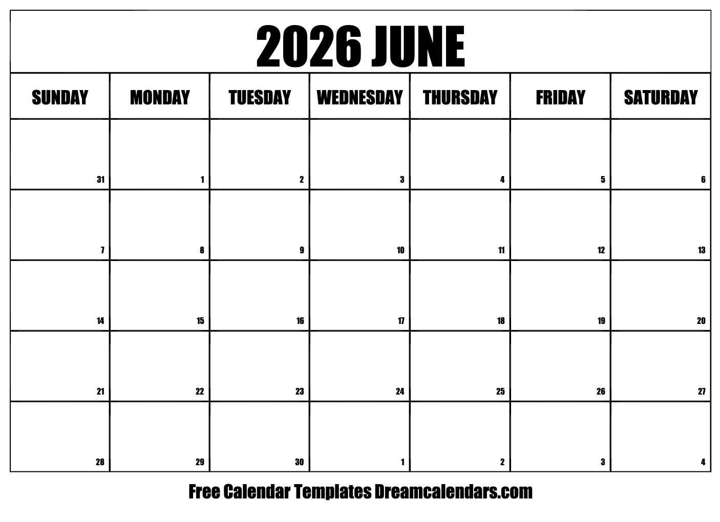 May June 2026 Calendar Excel Free Printable Calendar