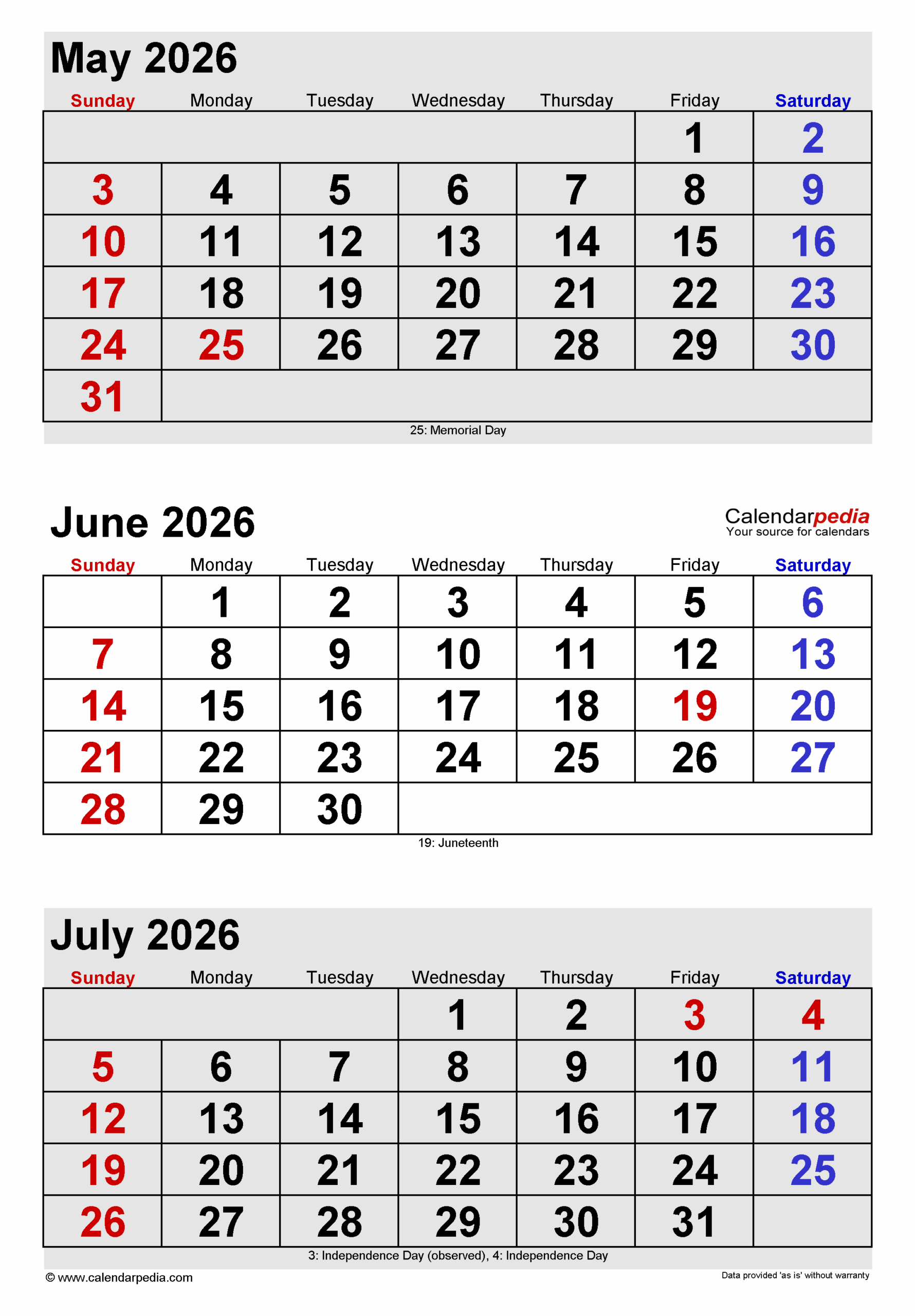 June 2026 Calendar Templates For PDF Excel And Word