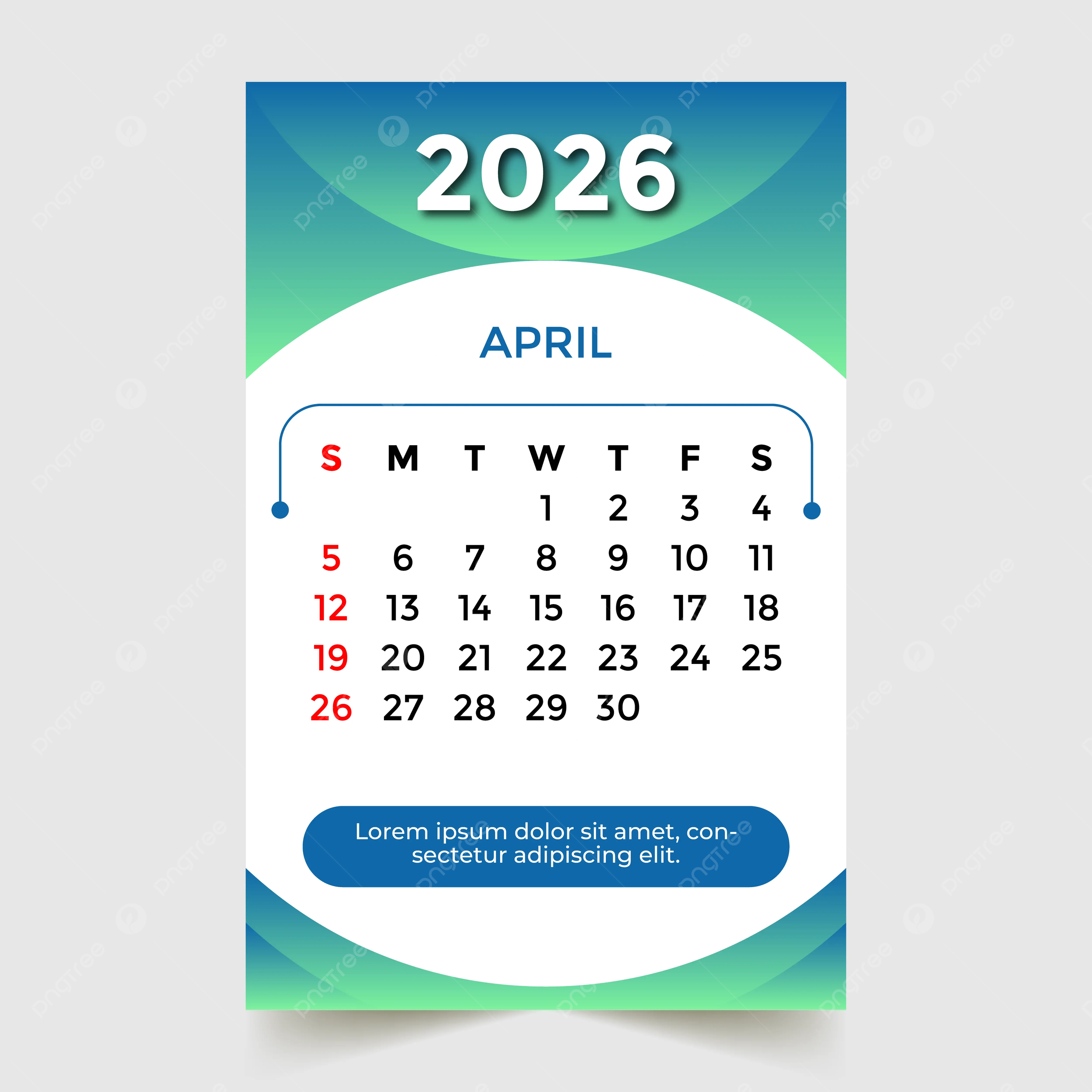 Kalender Bulanan Bulan April 2026 Vektor Templat Untuk Unduh Gratis Di Pngtree