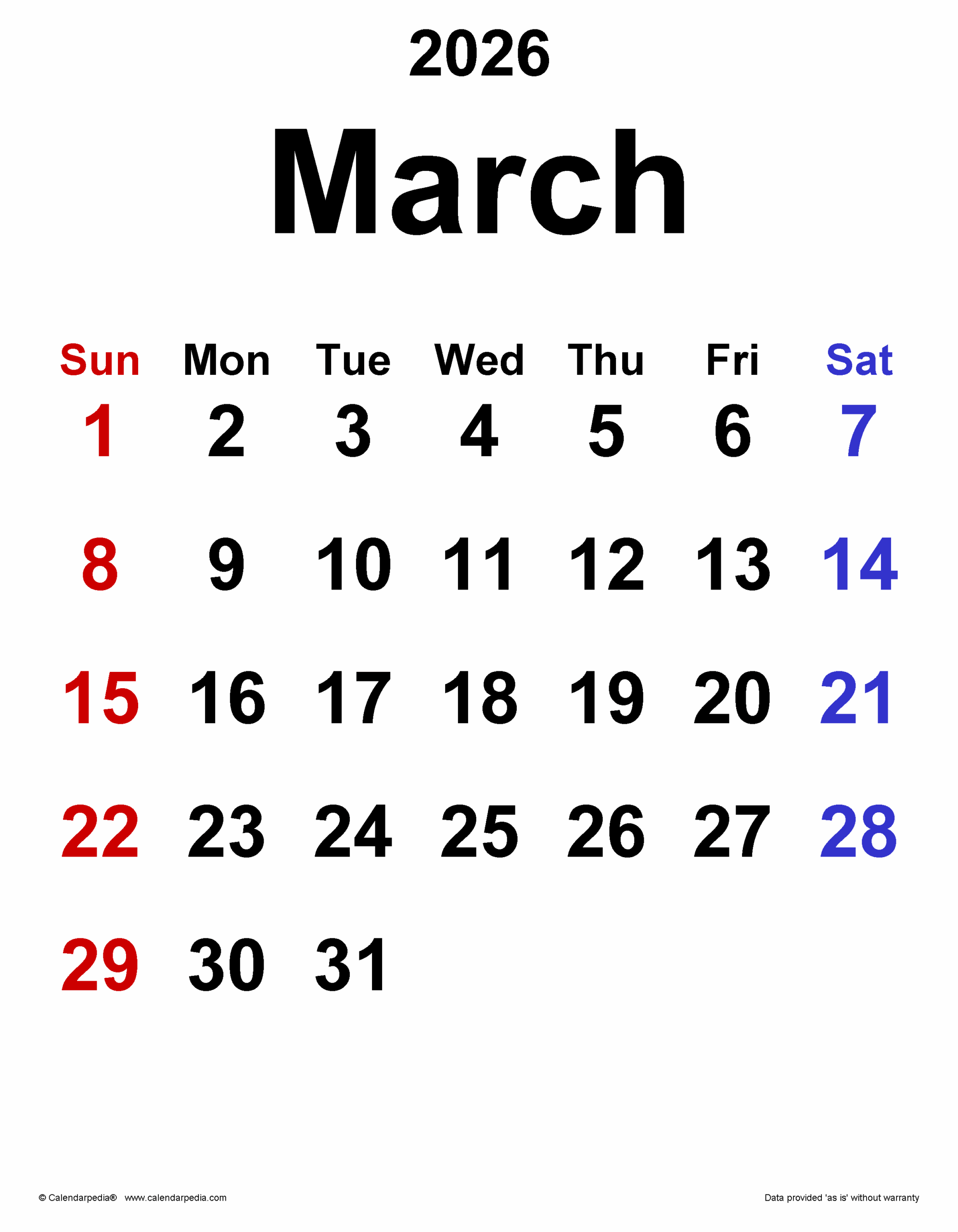 March 2 2026 Calendar