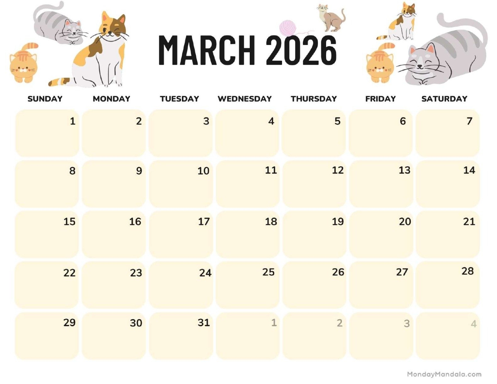 March 9 2026 Calendar