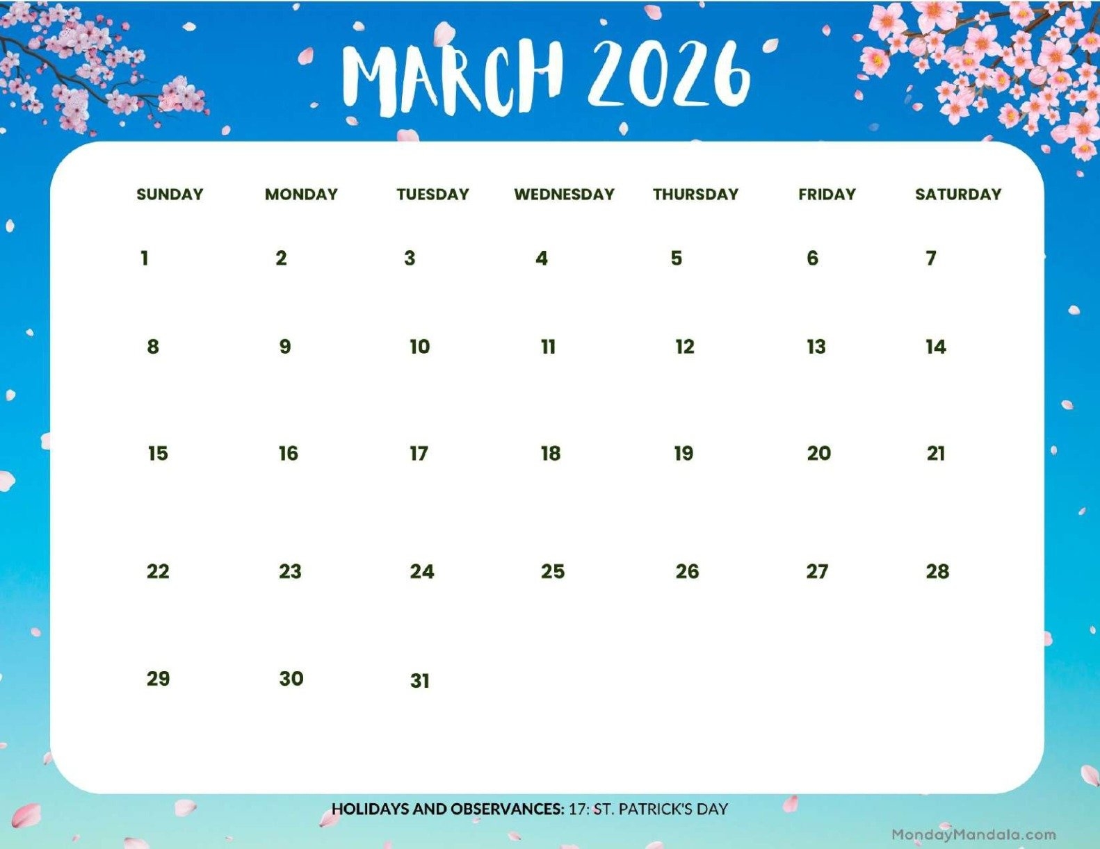 March 2026 Calendars Free PDF Printables 