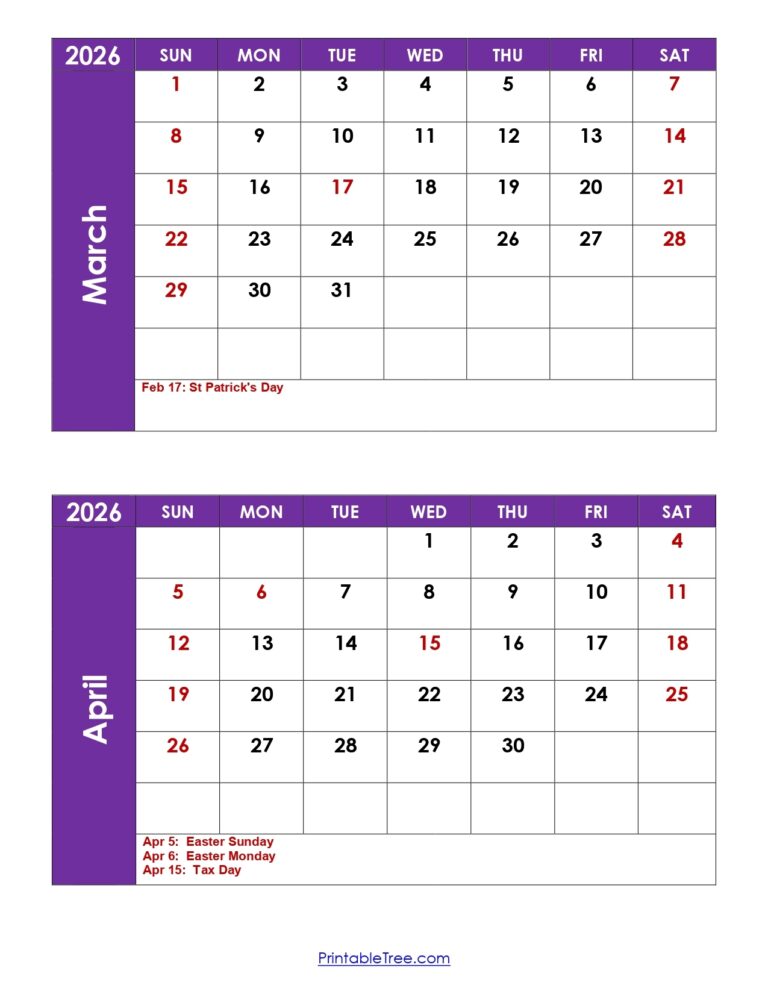 April 2026 To March 2026 Calendar Printable - Free Printable Calendar