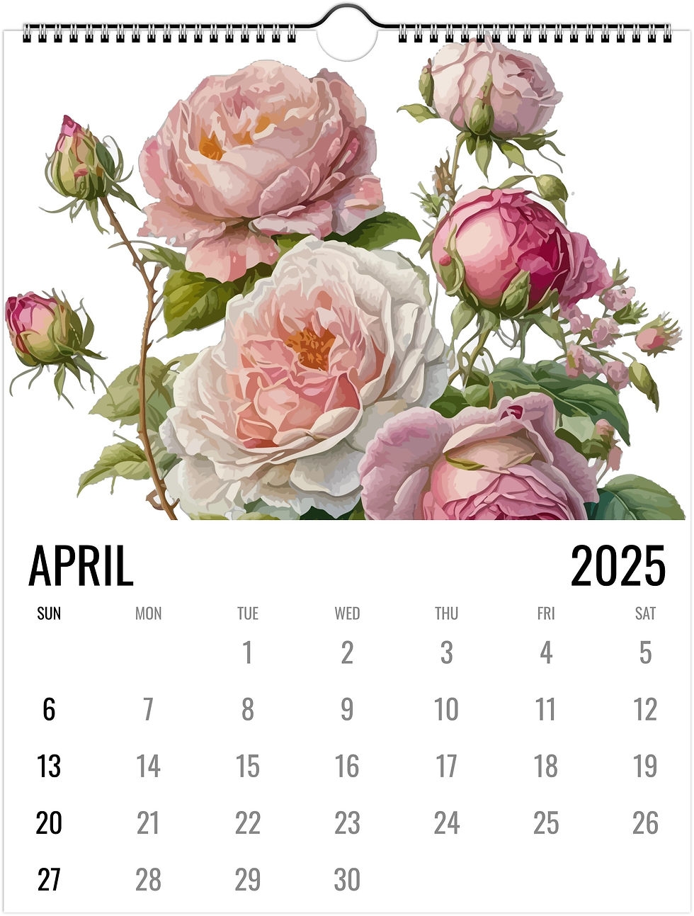 April 2026 Calendar Pink