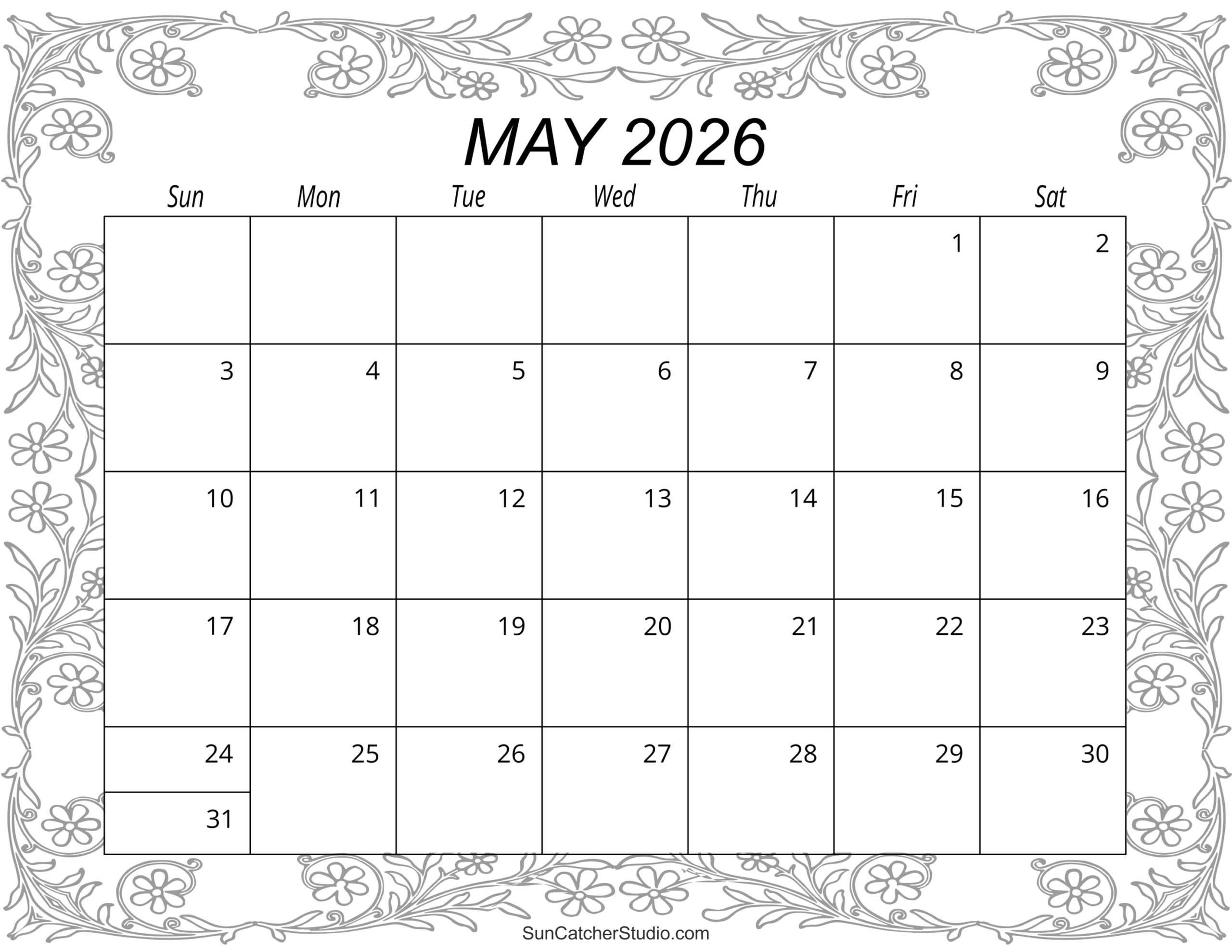 May 2026 Calendar Free Printable Free Printables Monograms Design Tools Patterns U0026 DIY Projects