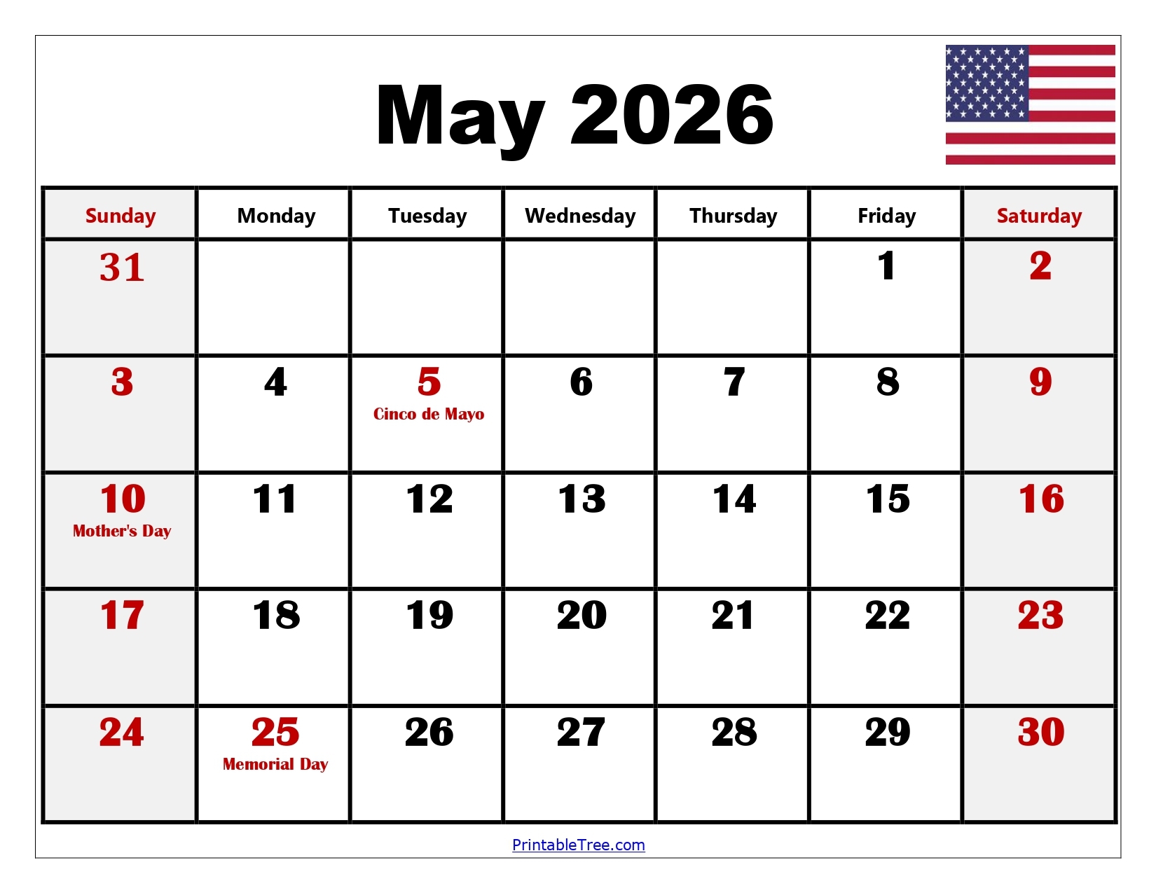 Calendar May June July 2026 Printable