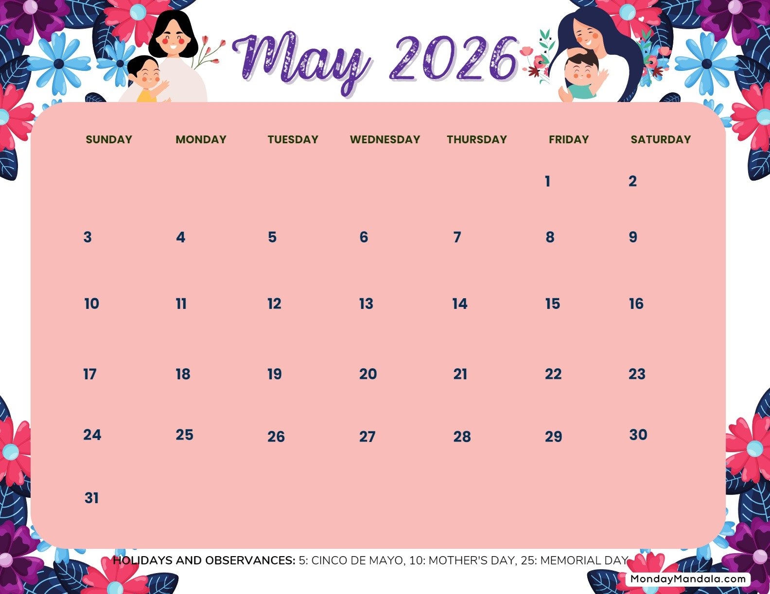 May 2026 Calendars 52 Free PDF Printables 