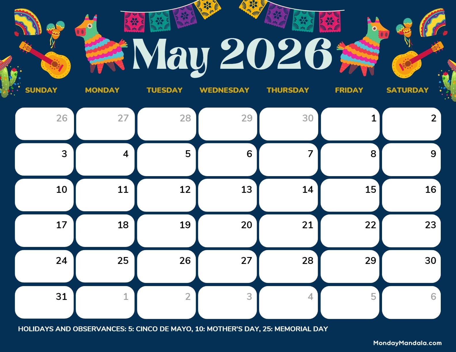 May 2026 Calendars 52 Free PDF Printables 