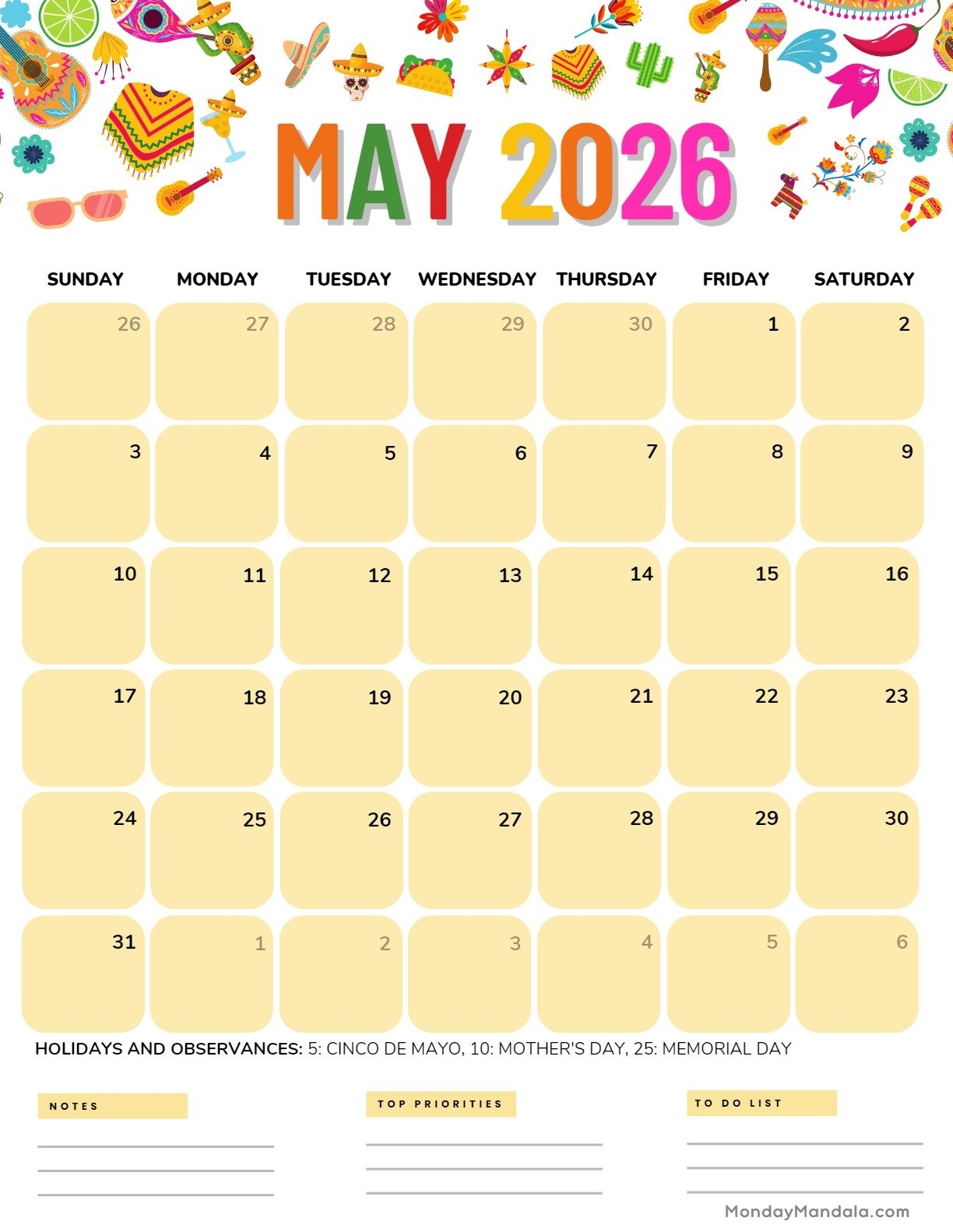Show May 2026 Calendar