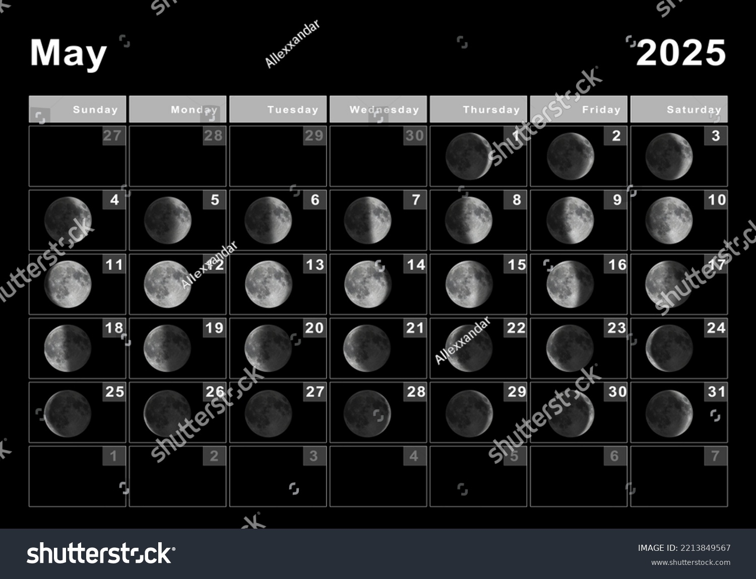 Mayo 2025 Calendario Lunar Ciclos Lunares Ilustraci n De Stock 