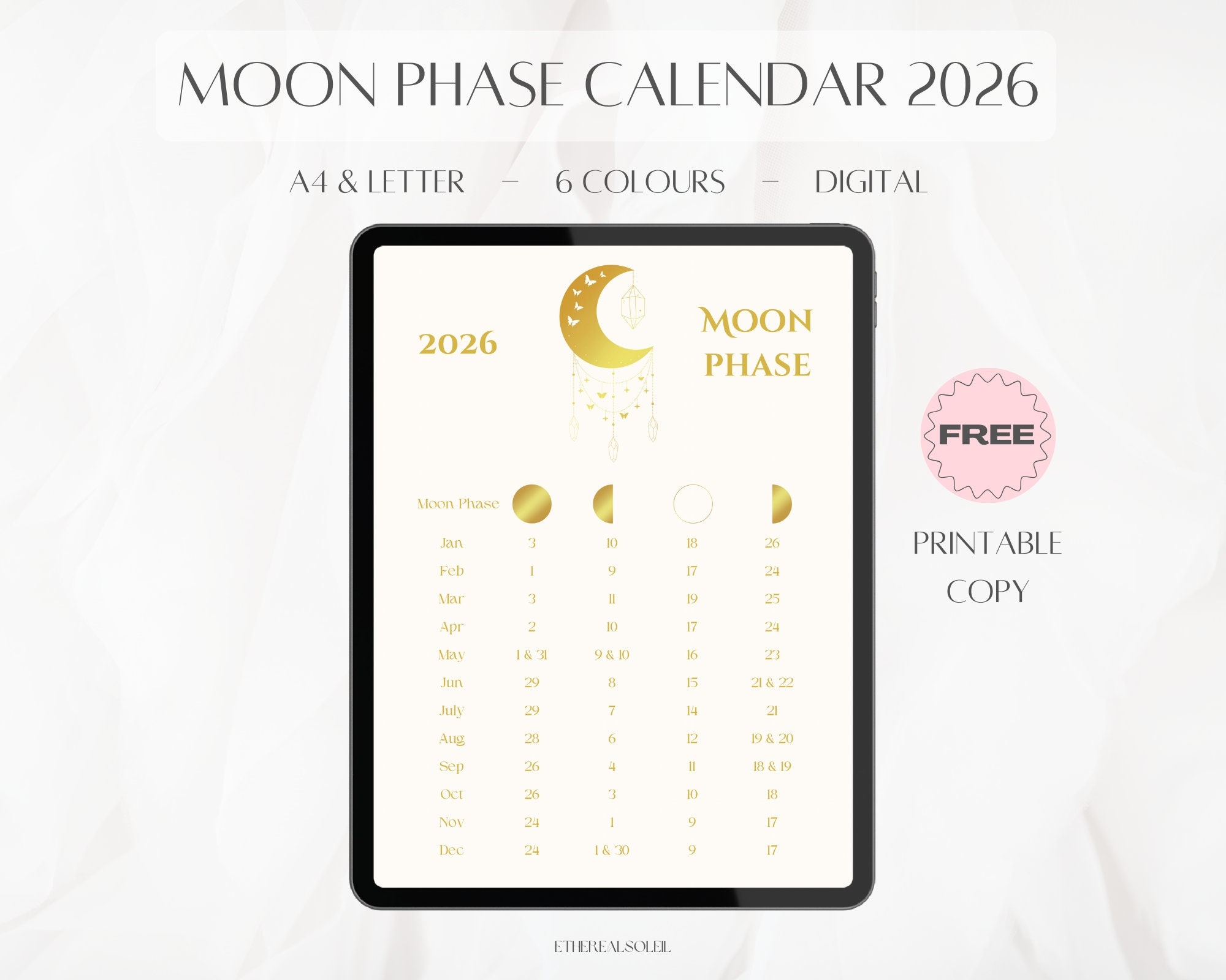 Moon Phase Calendar 2026 Lunar Calendar Moonphases Moonphase 